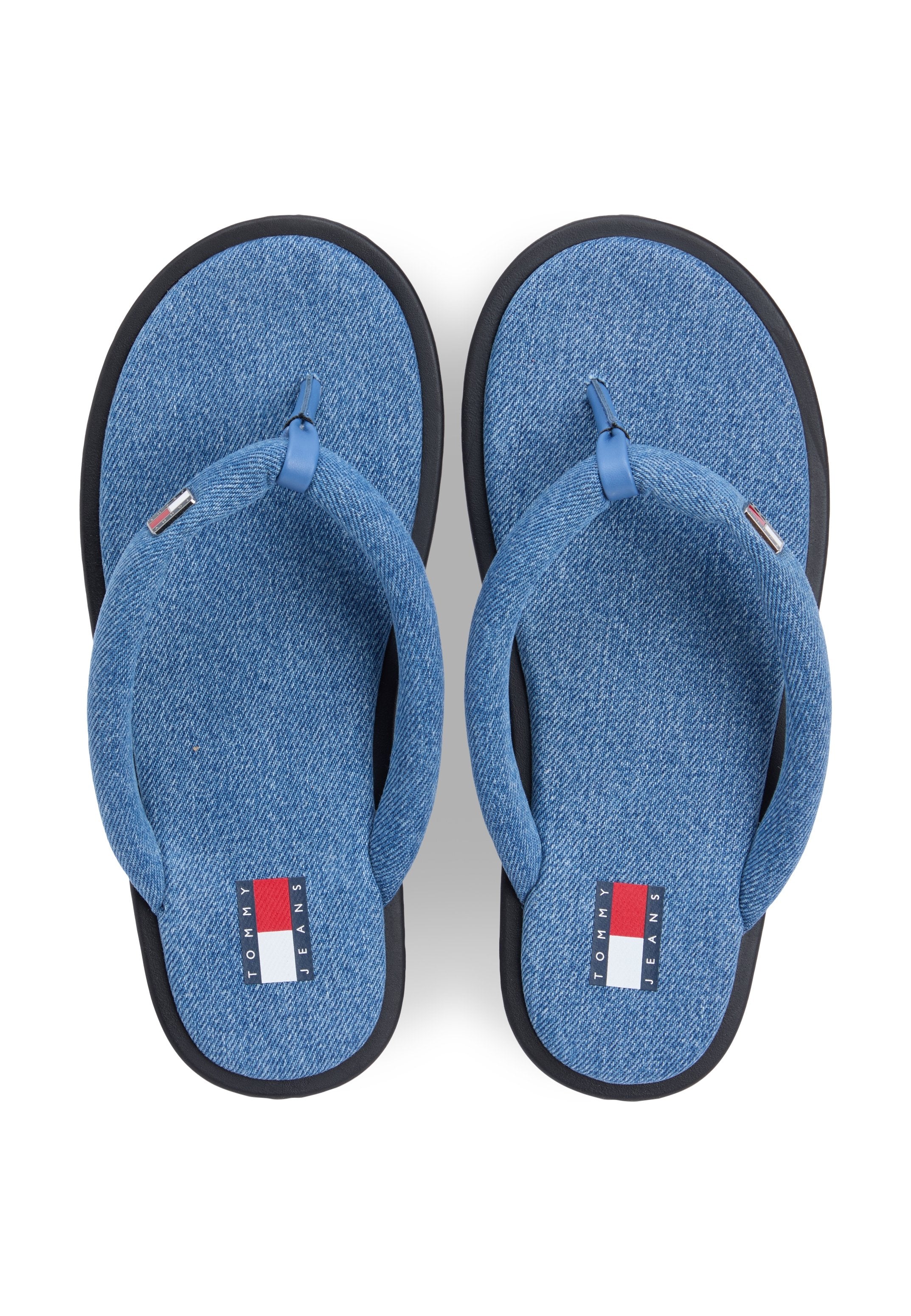 DENIM PADDED STRAP FLIP-FLOPS - Sandals - denim