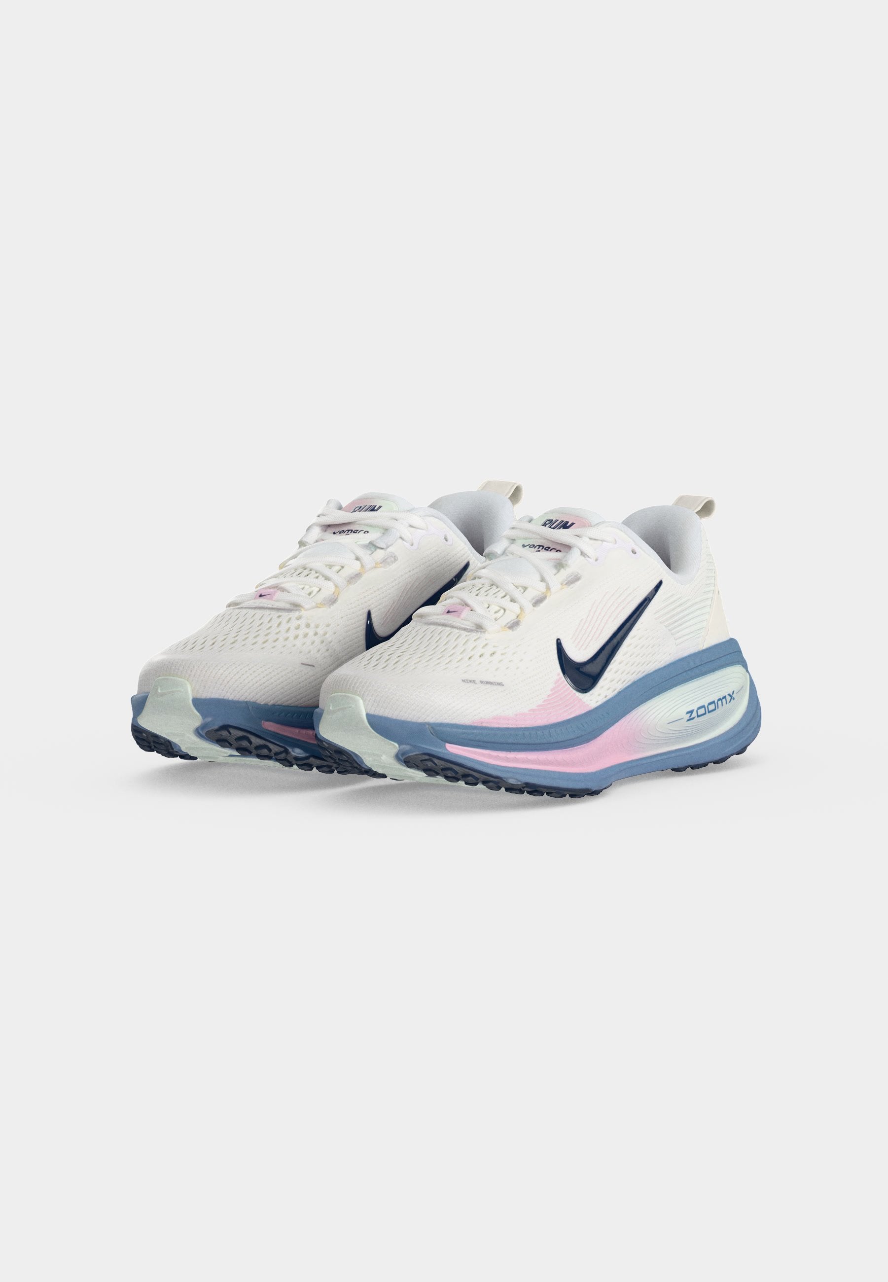 VOMERO 18 - Road running shoes - white/midnight navy/work blue/barely green/pink foam