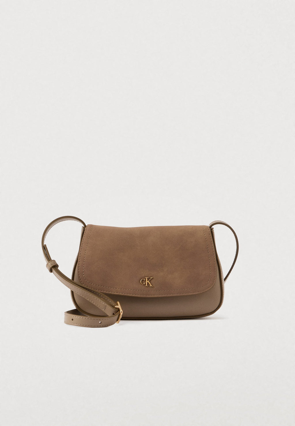 BRUSHED FLAP CAMERA BAG - Cross body bag - desert taupe
