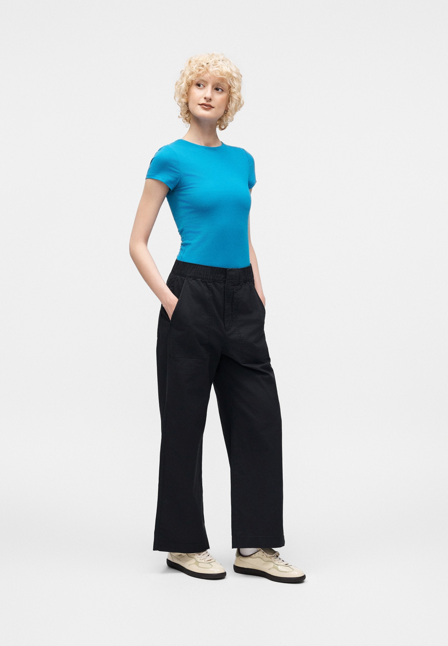 EASY - Trousers - washed black