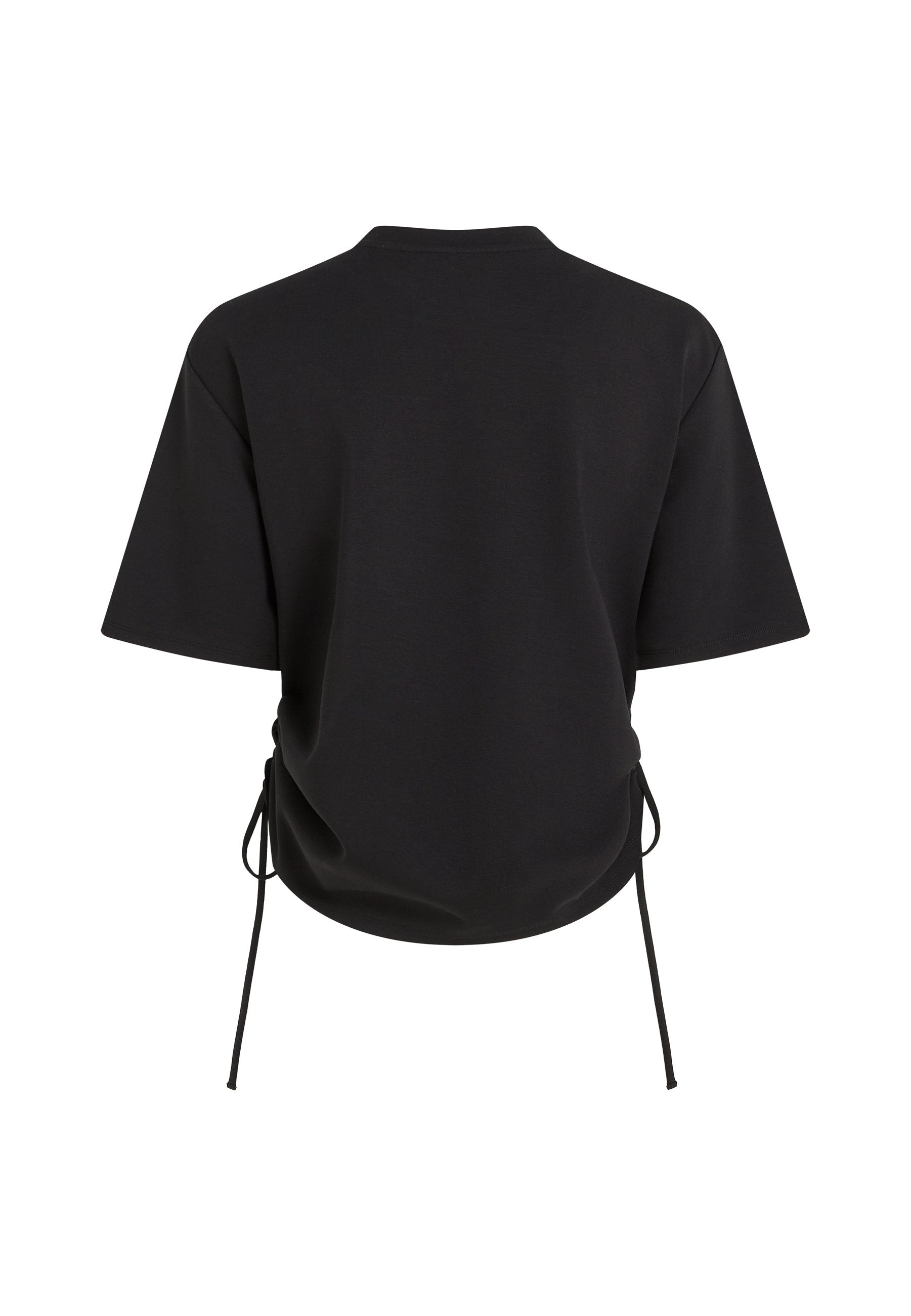 TIE DETAIL RUCHED - Basic T-shirt - black