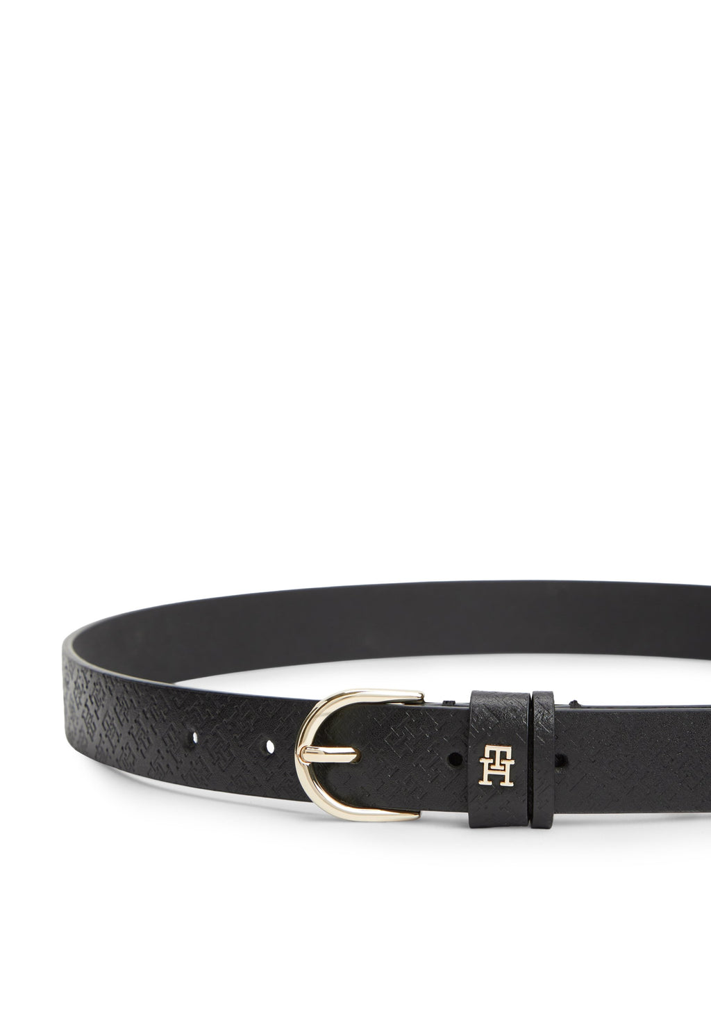 ESSENTIAL TH MONOGRAM PLAQUE LEATHER BELT - Belt - black