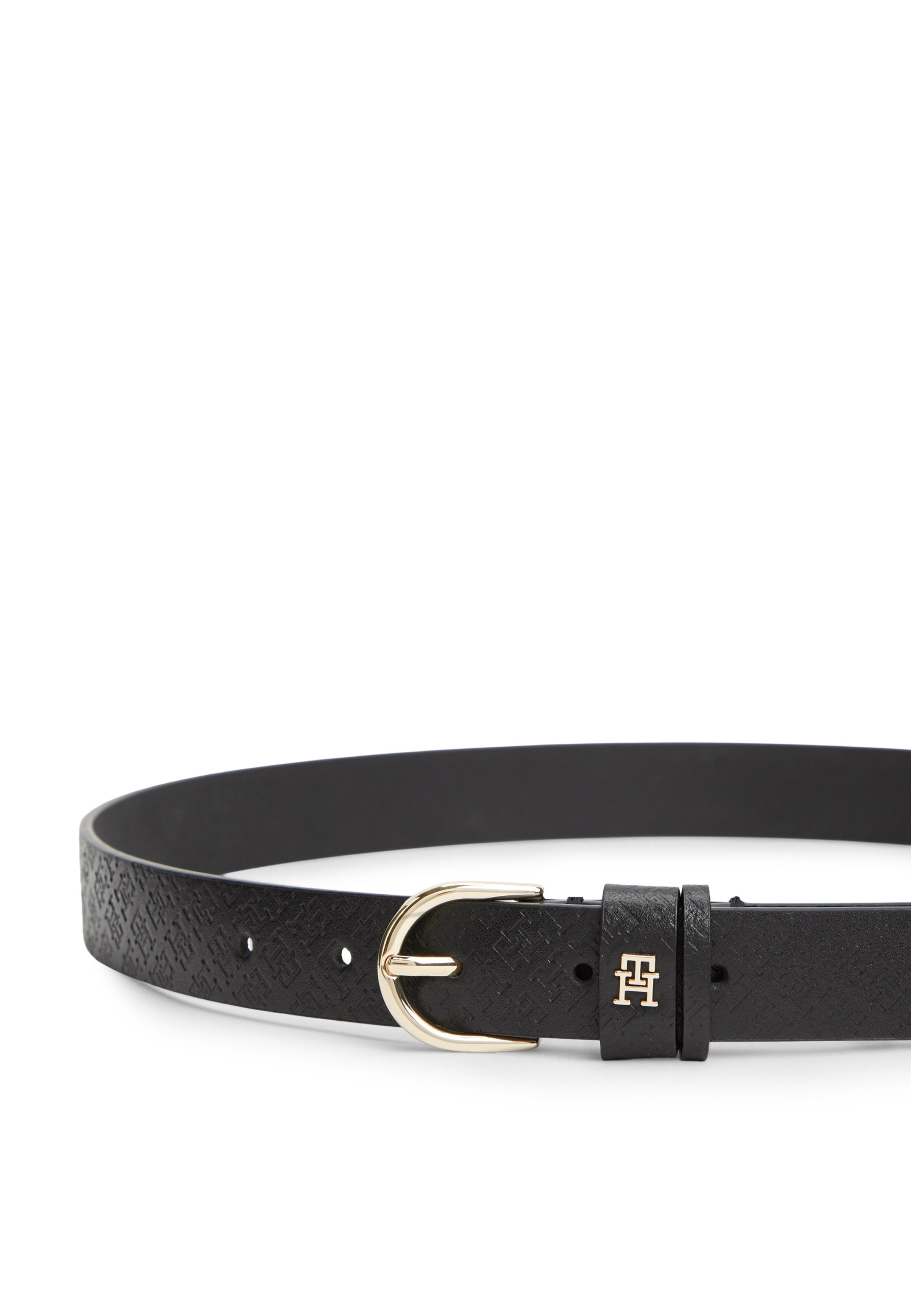 ESSENTIAL TH MONOGRAM PLAQUE LEATHER BELT - Belt - black