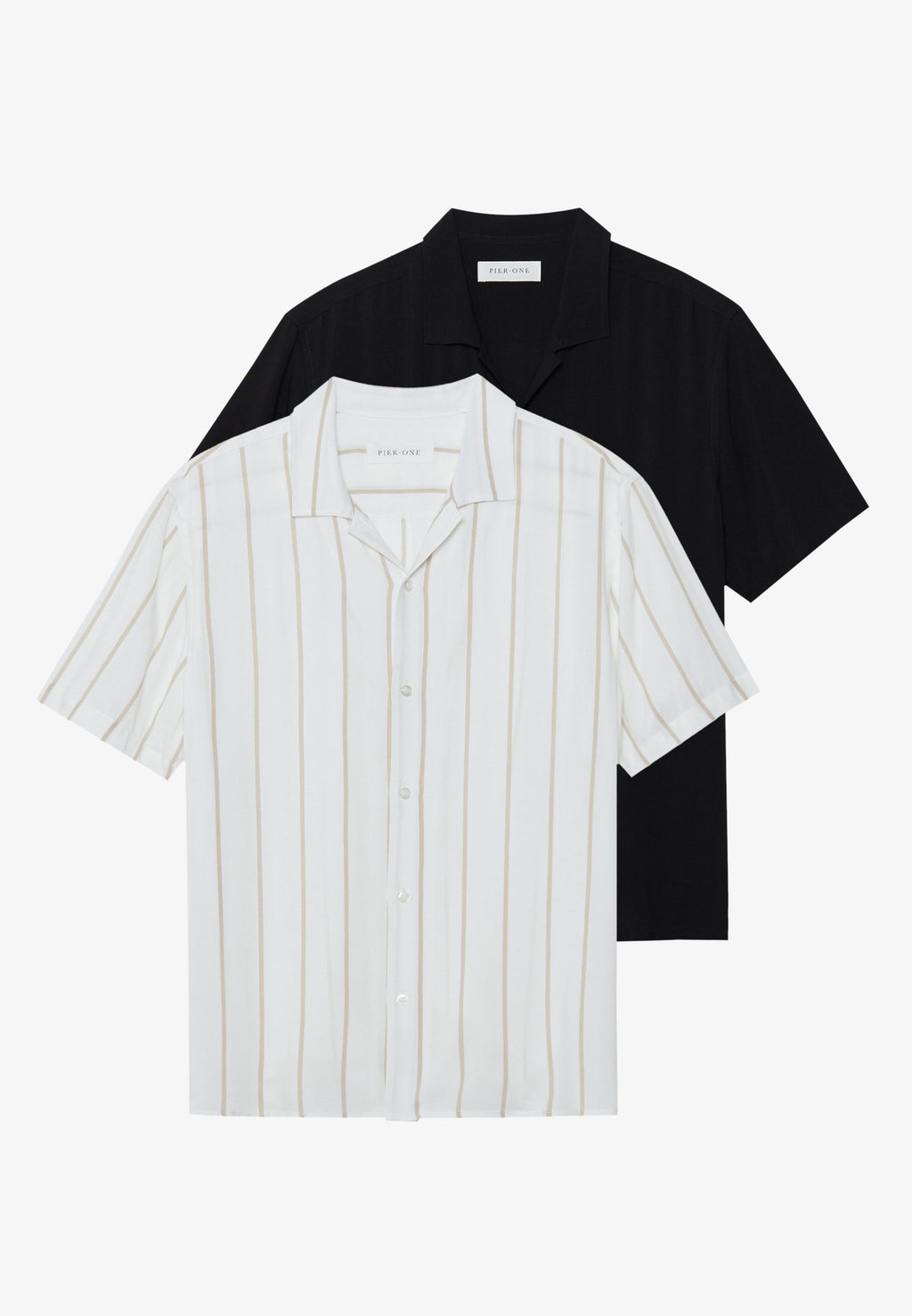 VISCOSE 2 PACK - Shirt - beige/black