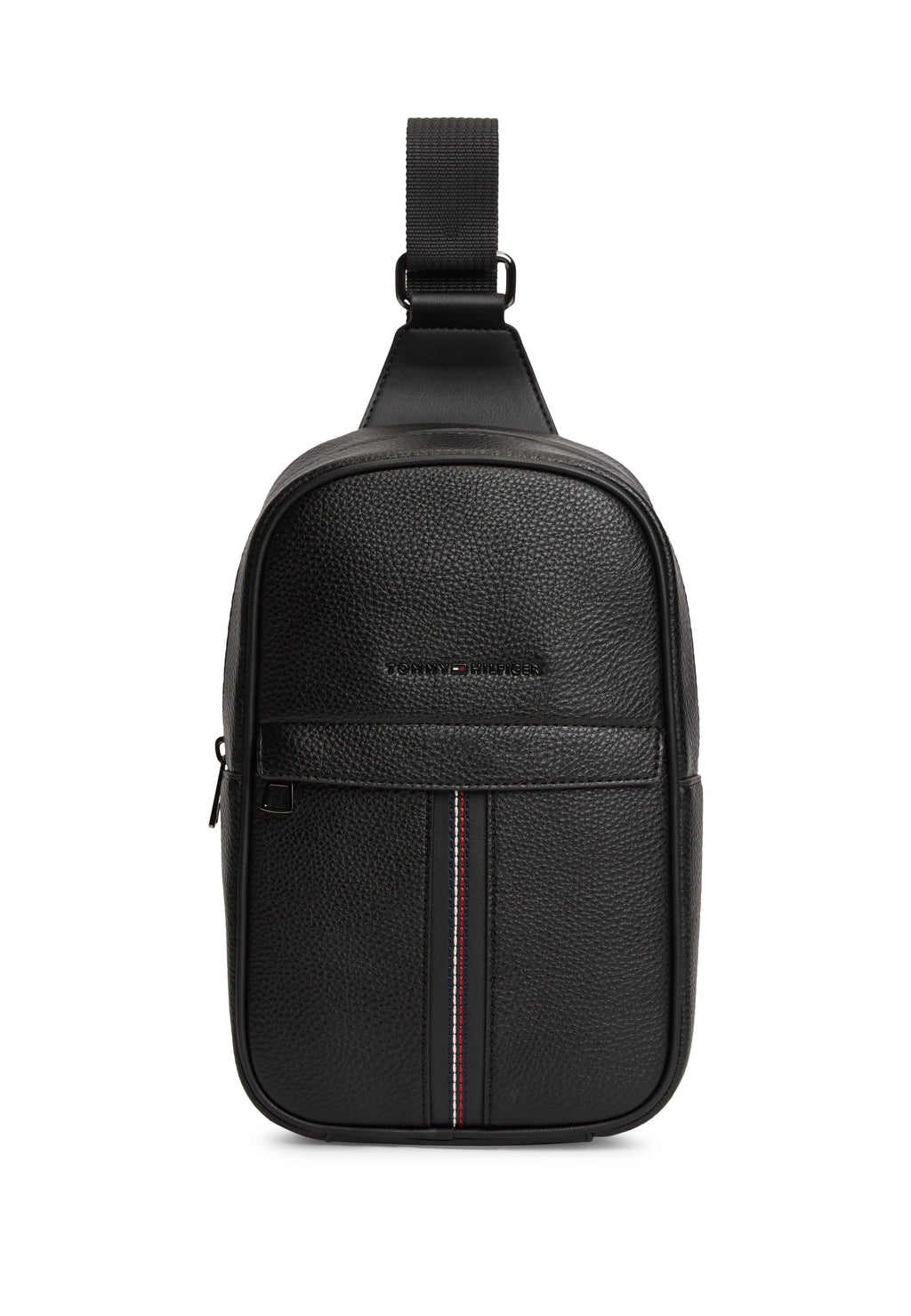 SAC À BANDULIÈRE EN CUIR GRAINÉ AVEC LOGO - Sac bandoulière - noir