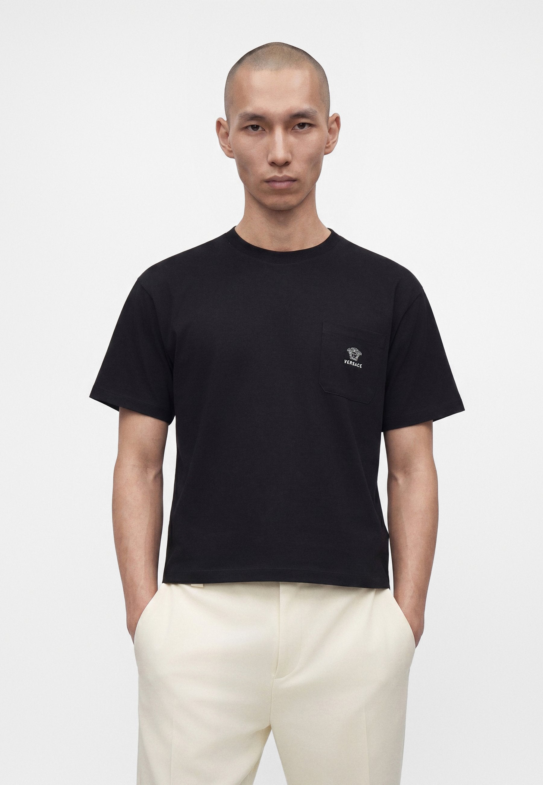 LOGO AND MEDUSA - Basic T-shirt - black