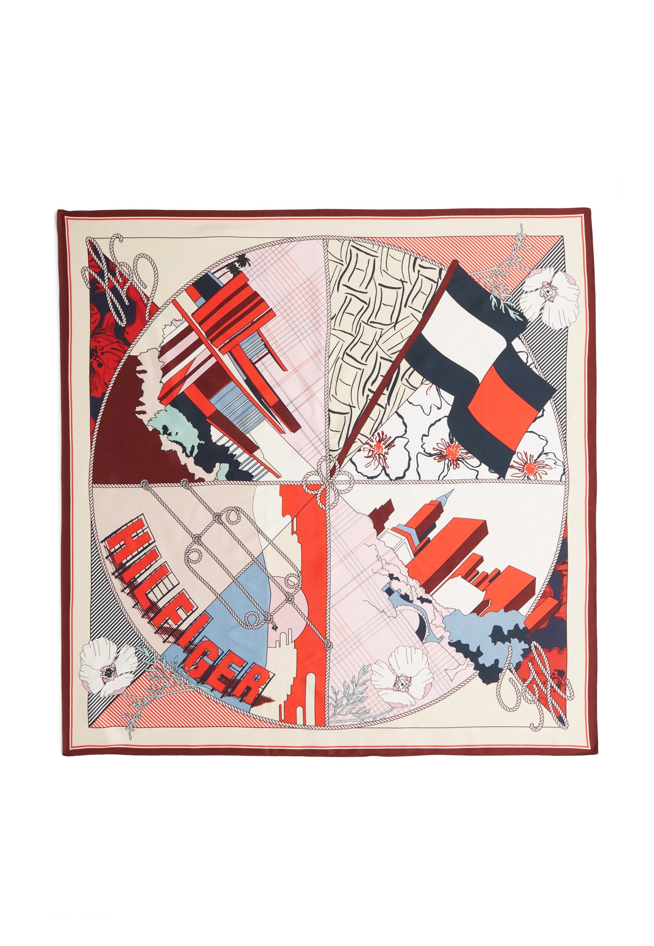 HILFIGER FLAG PURE SILK FLORAL SQUARE SCARF - وشاح - متعدد الألوان