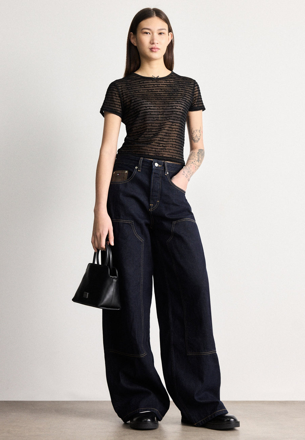 KNEE PANEL MID RISE LOOSE JEANS - Loose Jeans - denim dark
