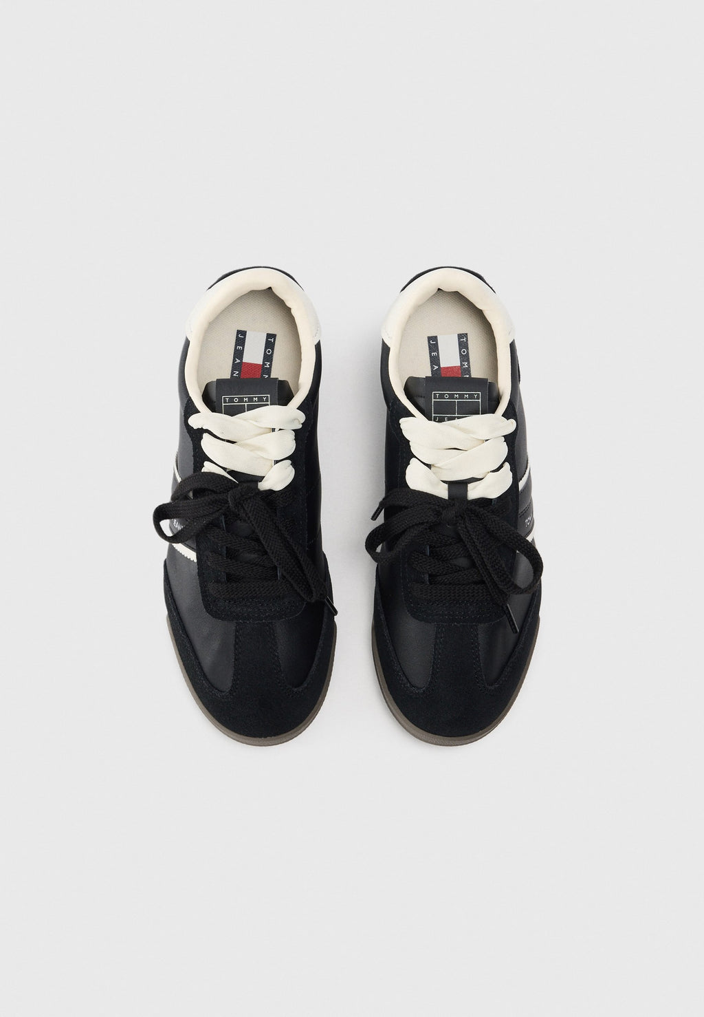 LEATHER LOW PROFILE SERRATED TRAINERS - Trainers - black