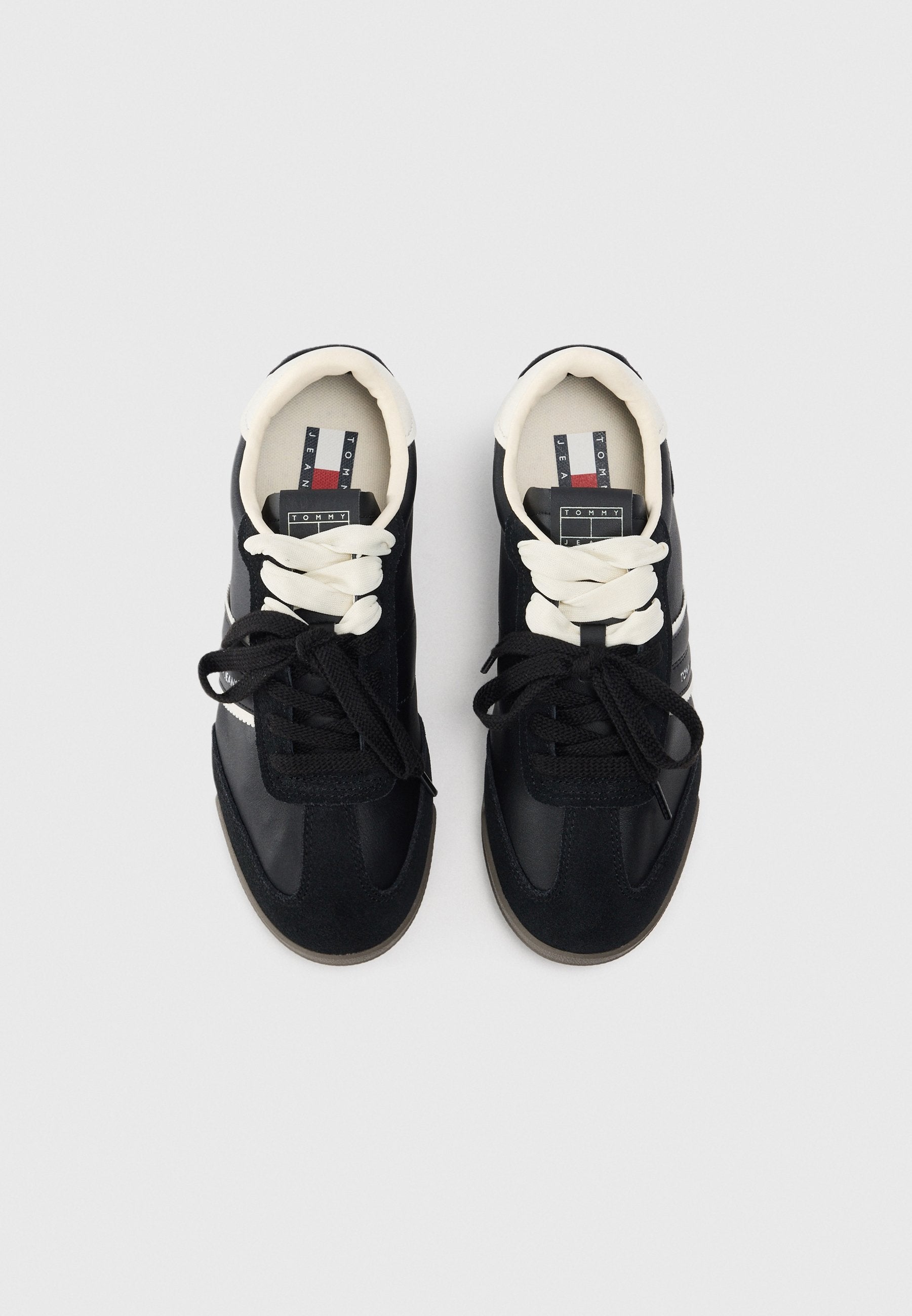 LEATHER LOW PROFILE SERRATED TRAINERS - Trainers - black