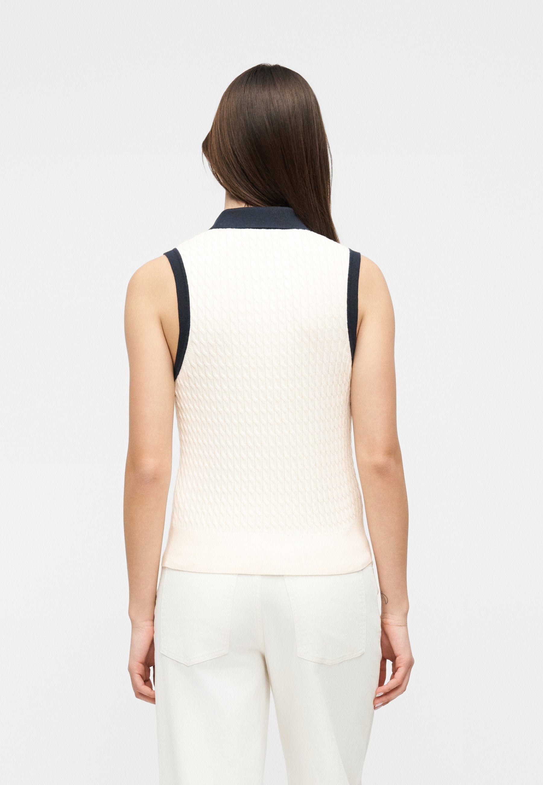 FINE CABLE SLEEVELESS  - Polo shirt - ivory petal