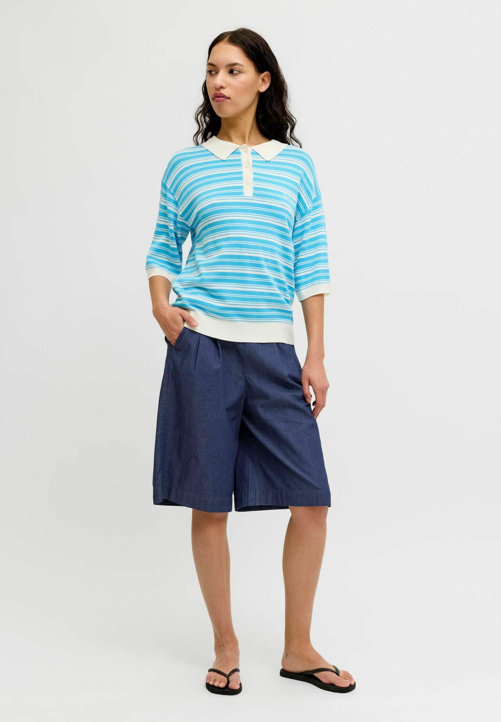 Casual JXDEBBY Casual - Denim shorts - dark blue denim