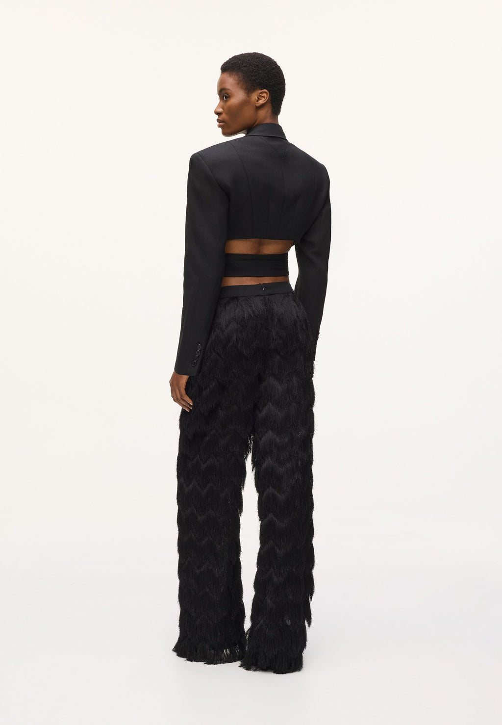 STUDIO FRINGE PANTS - Trousers - black