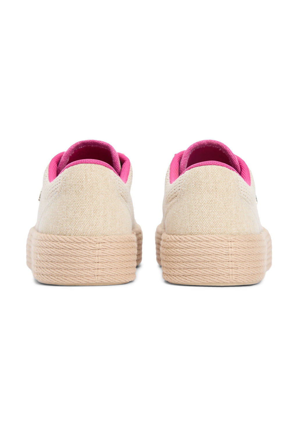 TH MONOGRAM CANVAS ROPE PLATFORM TRAINERS - Trainers - classic beige/fuchsia