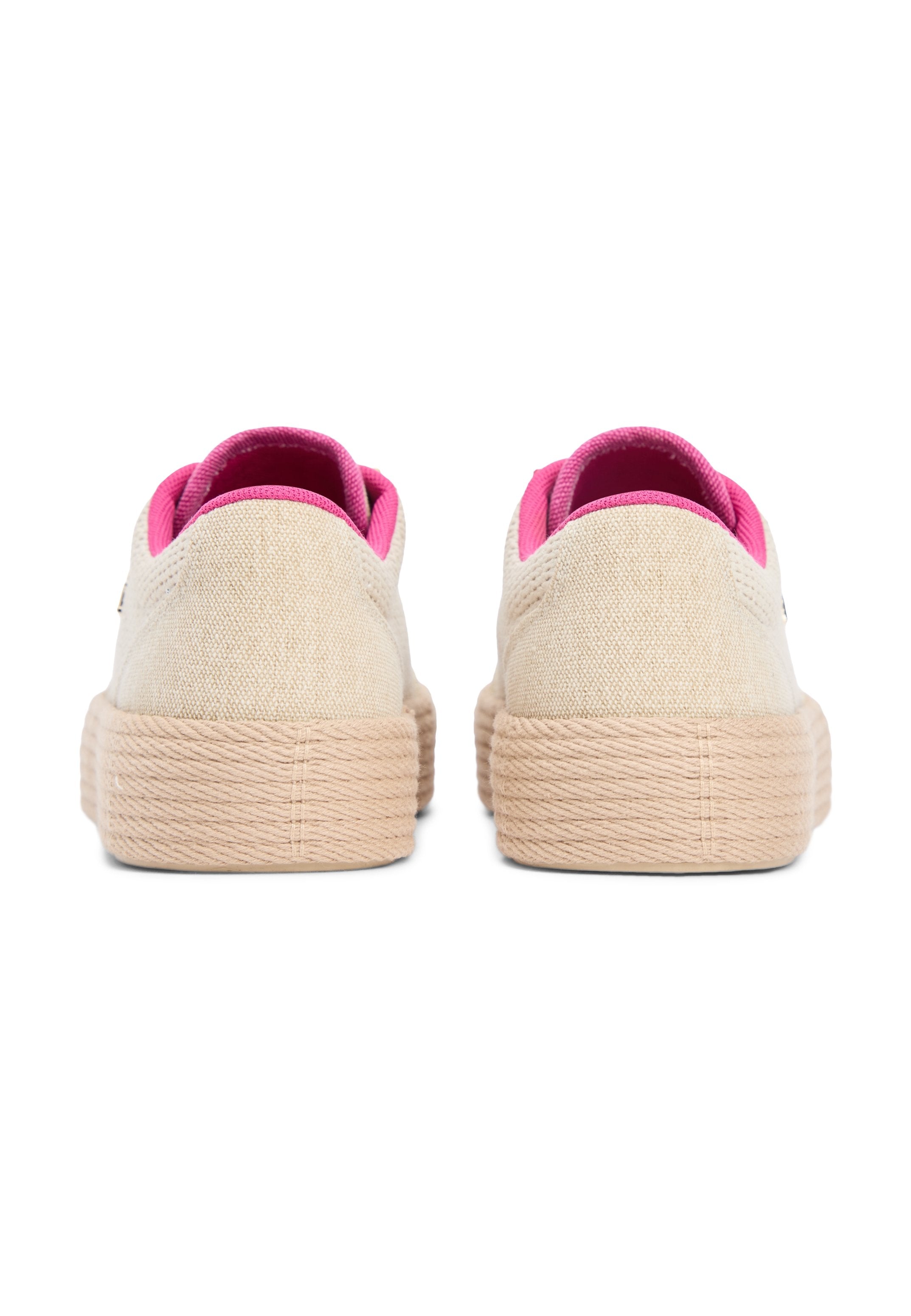 TH MONOGRAM CANVAS ROPE PLATFORM TRAINERS - Trainers - classic beige/fuchsia