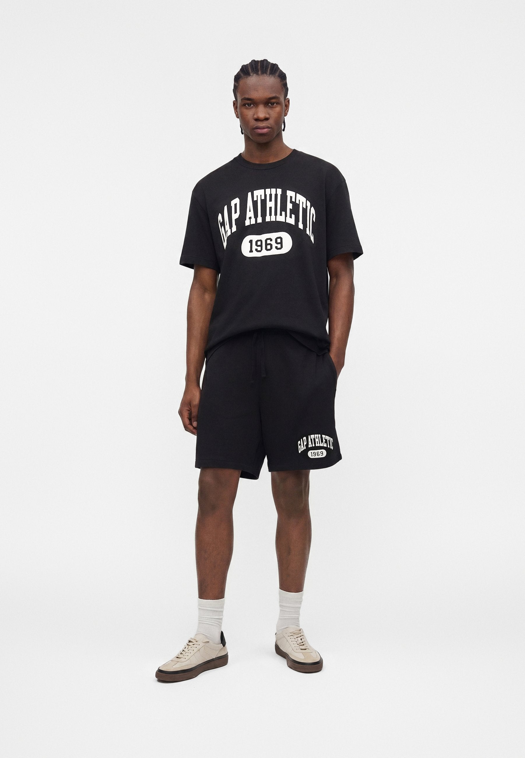 ATHLETIC LOGO CREW - Print T-shirt - black