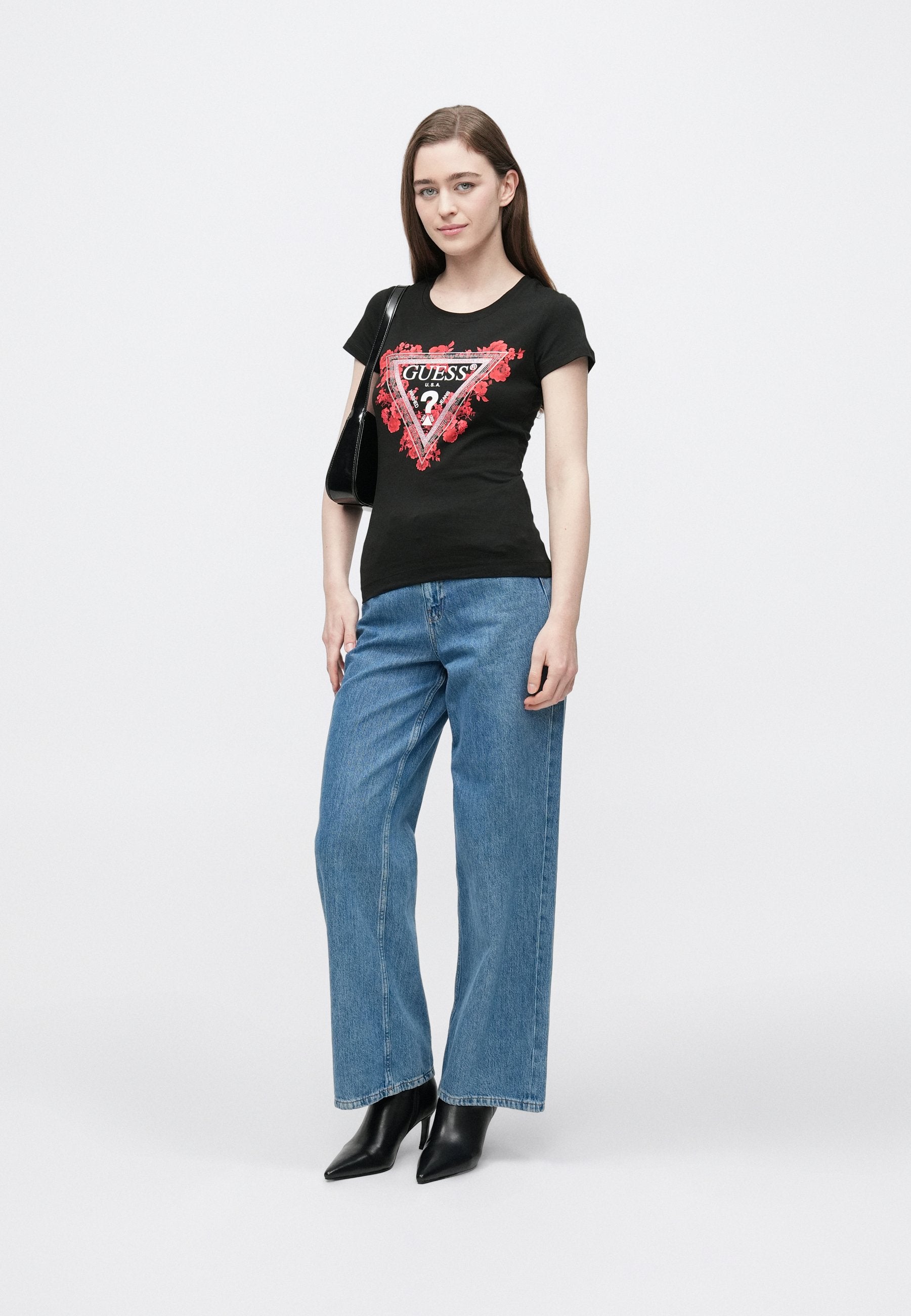 FLOWERS TRIANGLE TEE - Print T-shirt - jet black