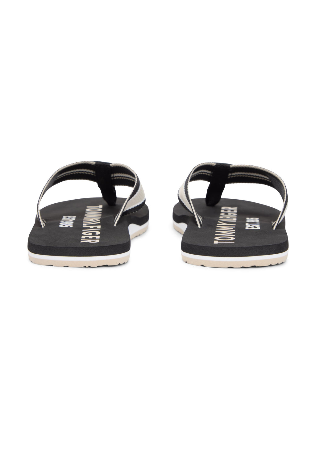 WEBBING STRAP LOGO FLIP-FLOPS - T-bar sandals - black