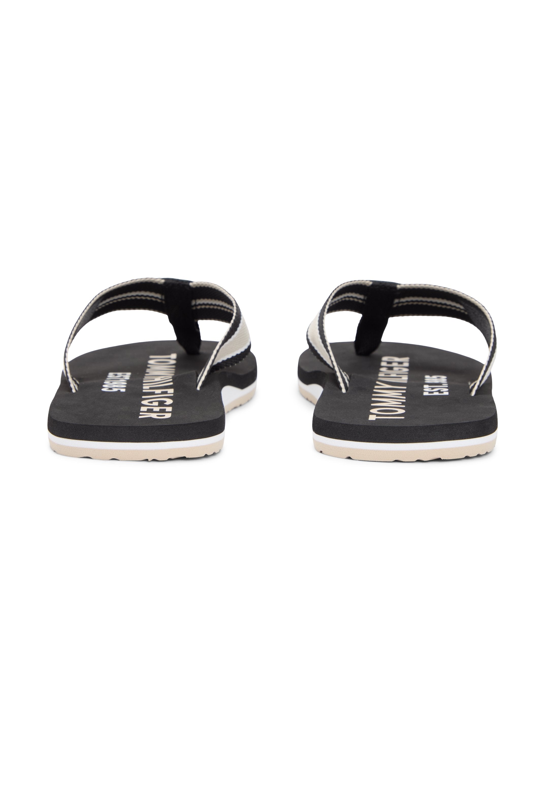 WEBBING STRAP LOGO FLIP-FLOPS - T-bar sandals - black