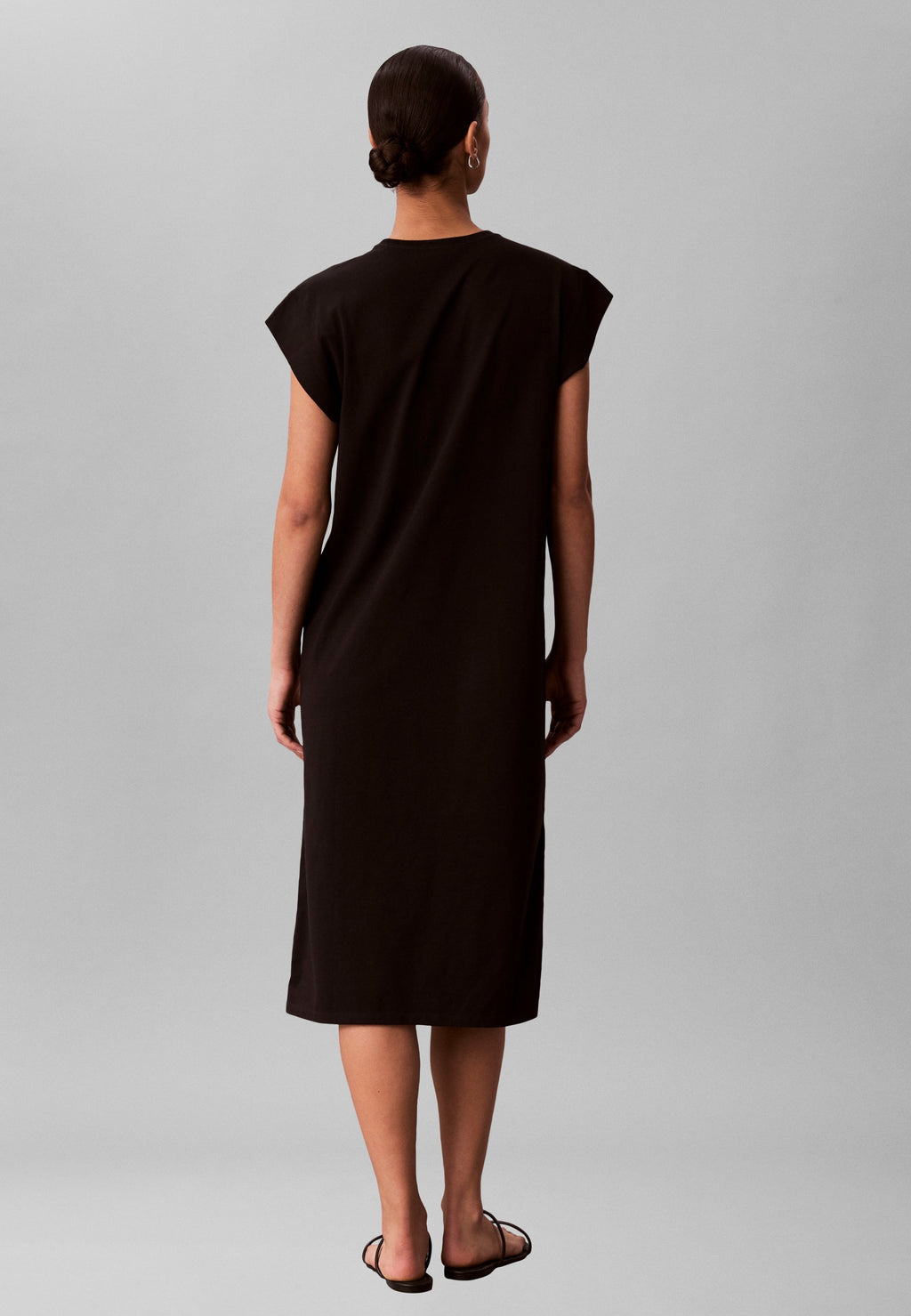 CREW JERSEY EASY MIDI - Jersey dress - black