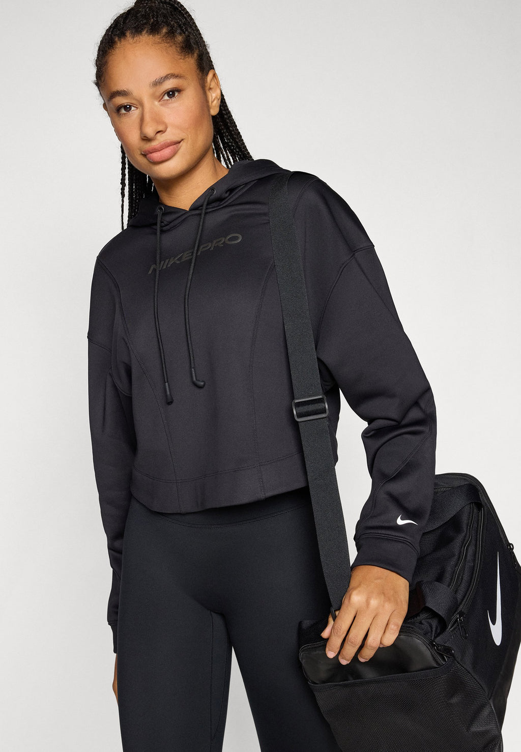 HOODIE - Fleece jumper - black/white