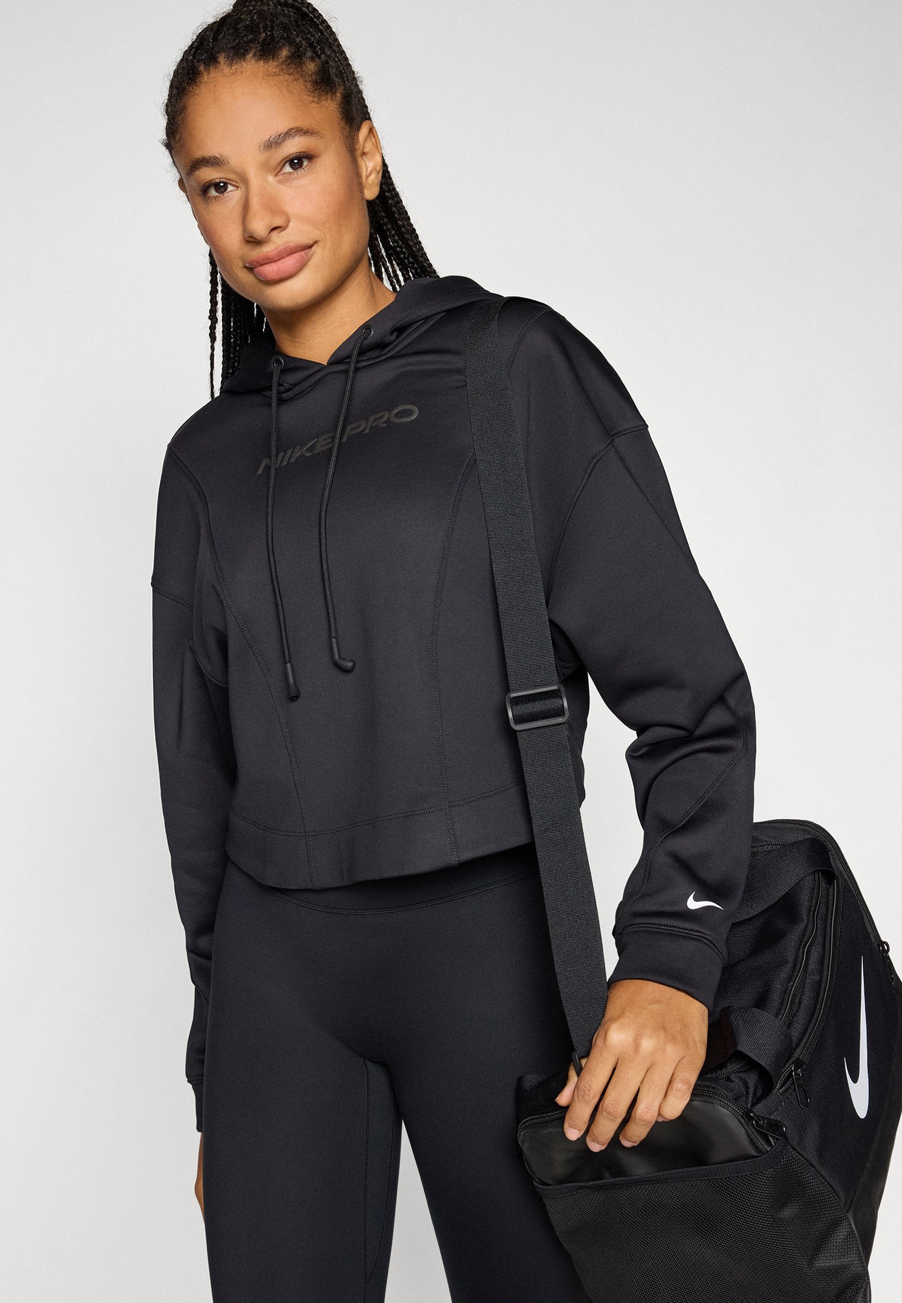 HOODIE - Fleece jumper - black/white