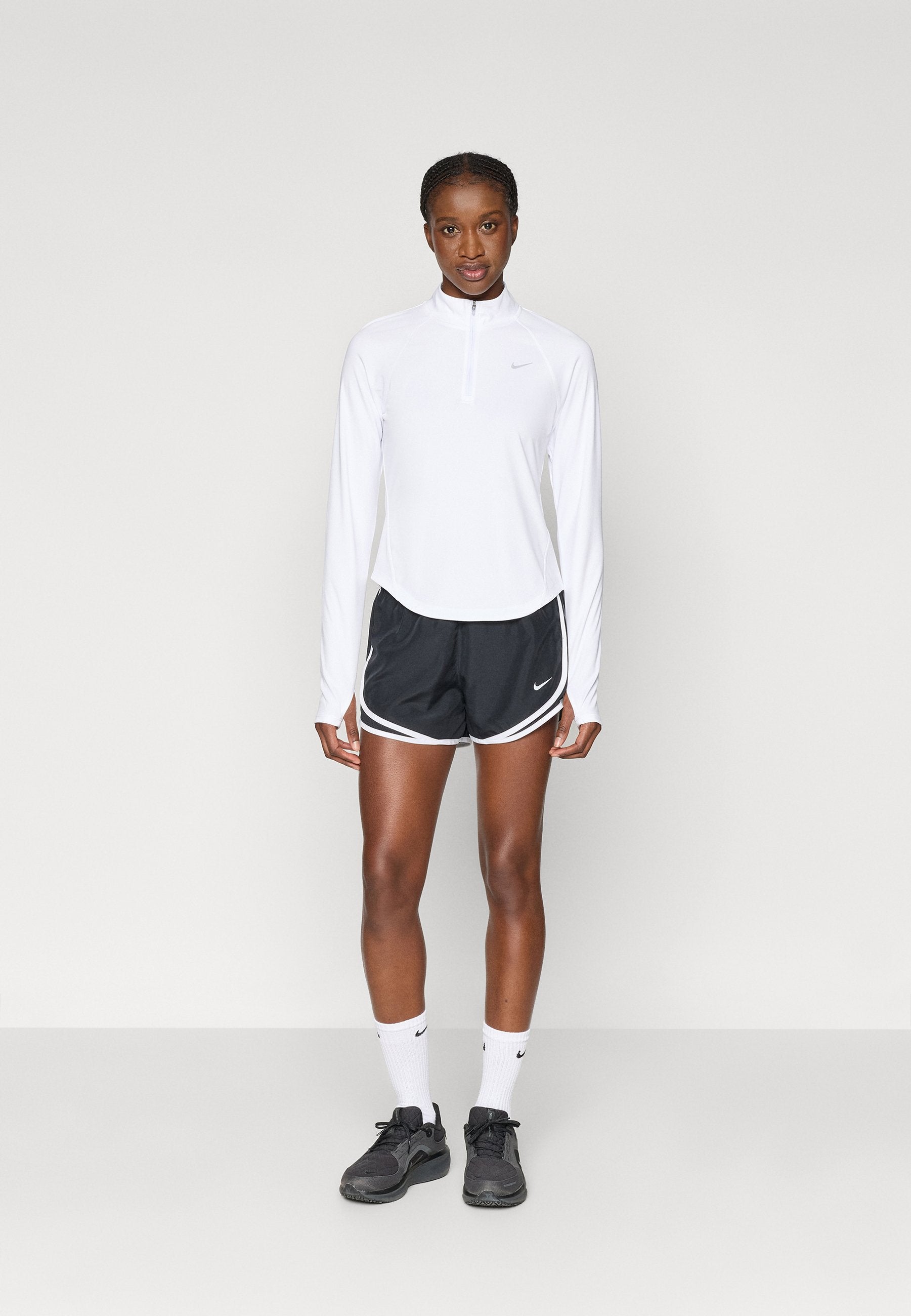 TEMPO SHORT - Sports shorts - black/white/reflective silver-coloured