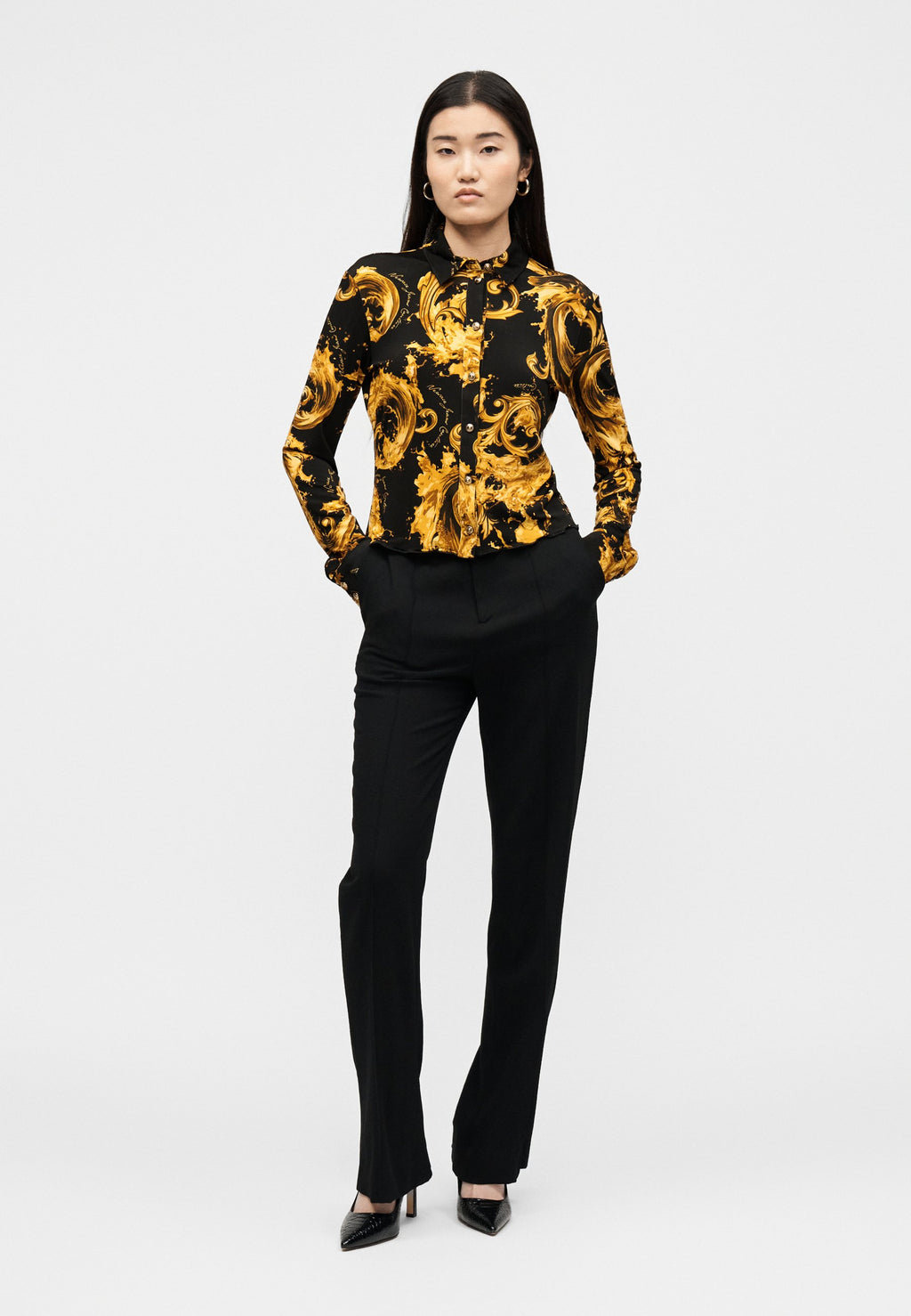 Button-down blouse - black/gold-coloured