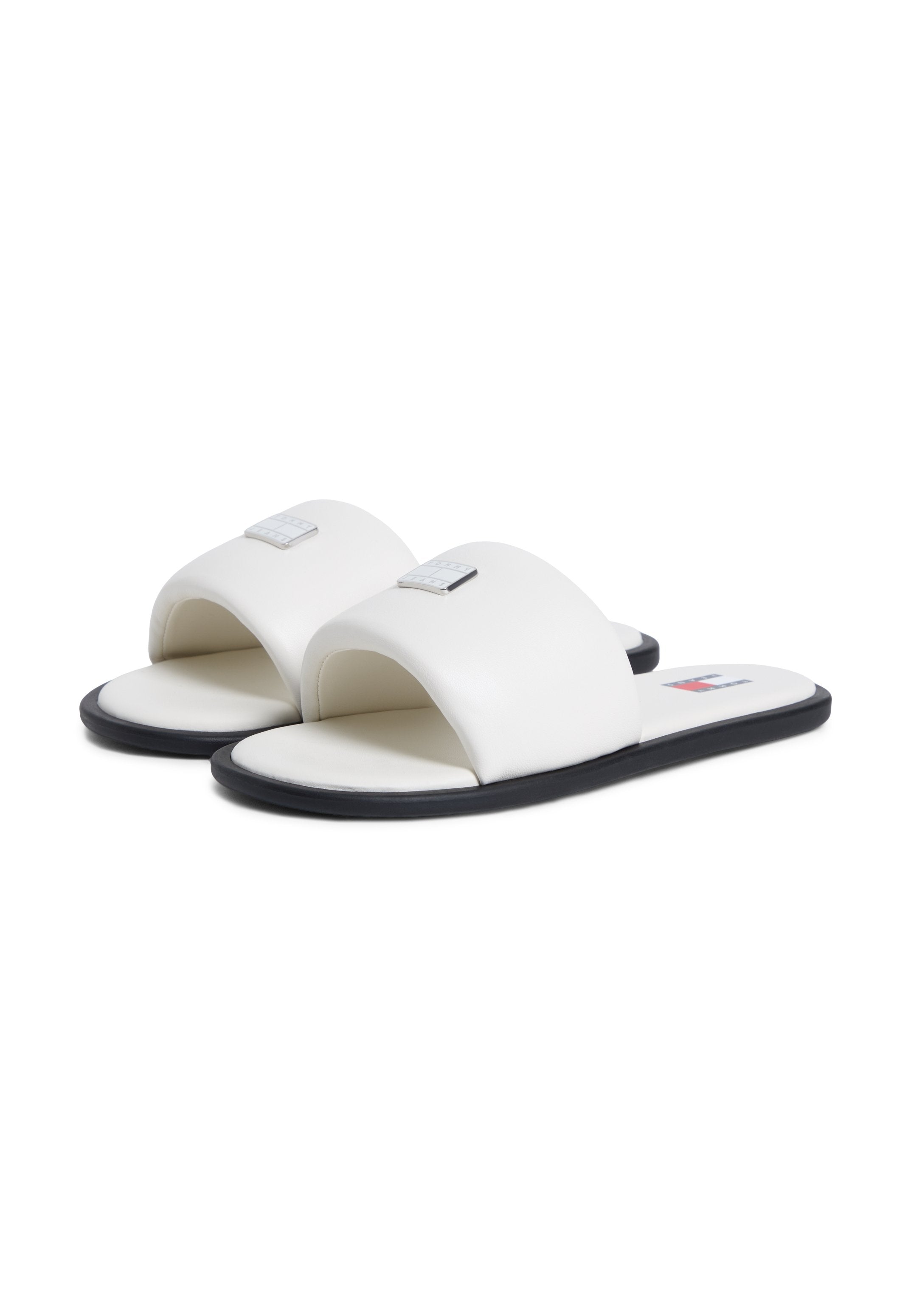LEATHER PADDED STRAP SLIDES - Mules - ivory