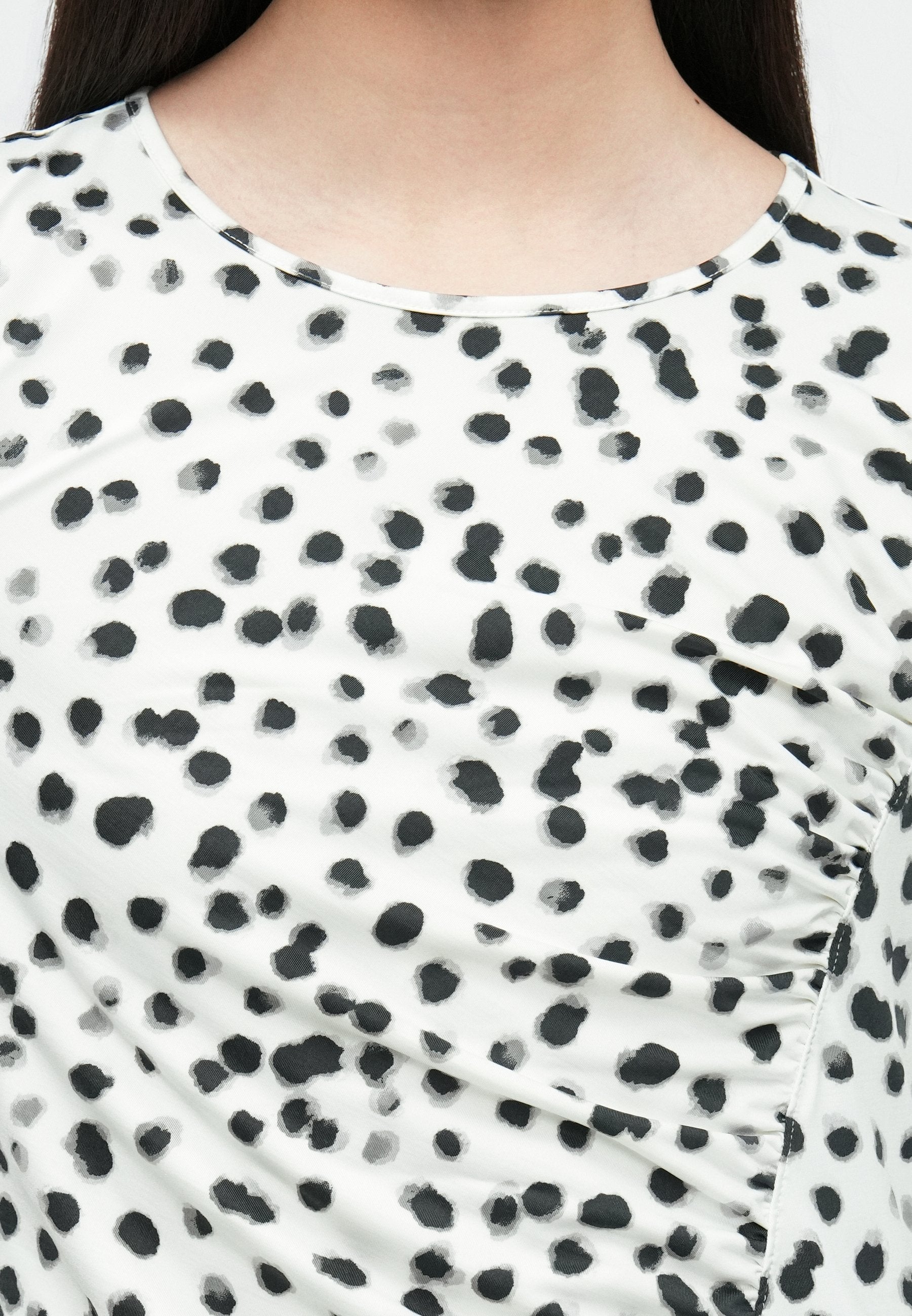 RUCHED PRINTED MIDI - Day dress - ivory
