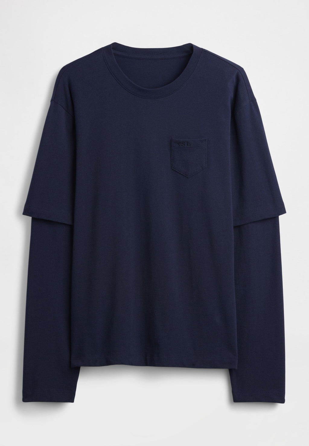 GAP SANDY LIANG ADULT HEAVYWEIGHT ORGANIC COTTON LAYERED T-SHIRT - Long sleeved top - navy uniform