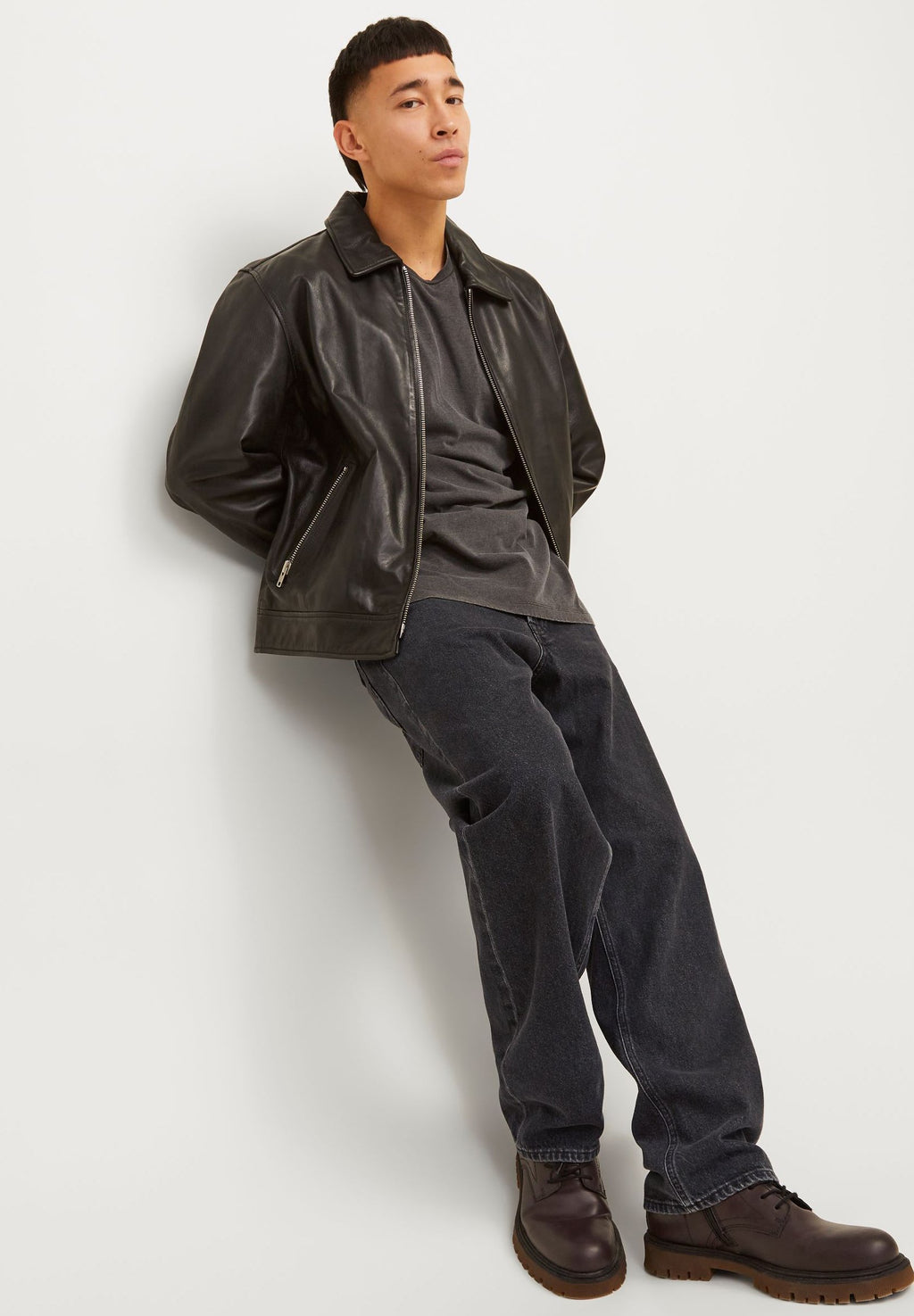 JJIEDDIE JJORIGINAL Loose Fit High Waist - Baggy Jeans - black denim