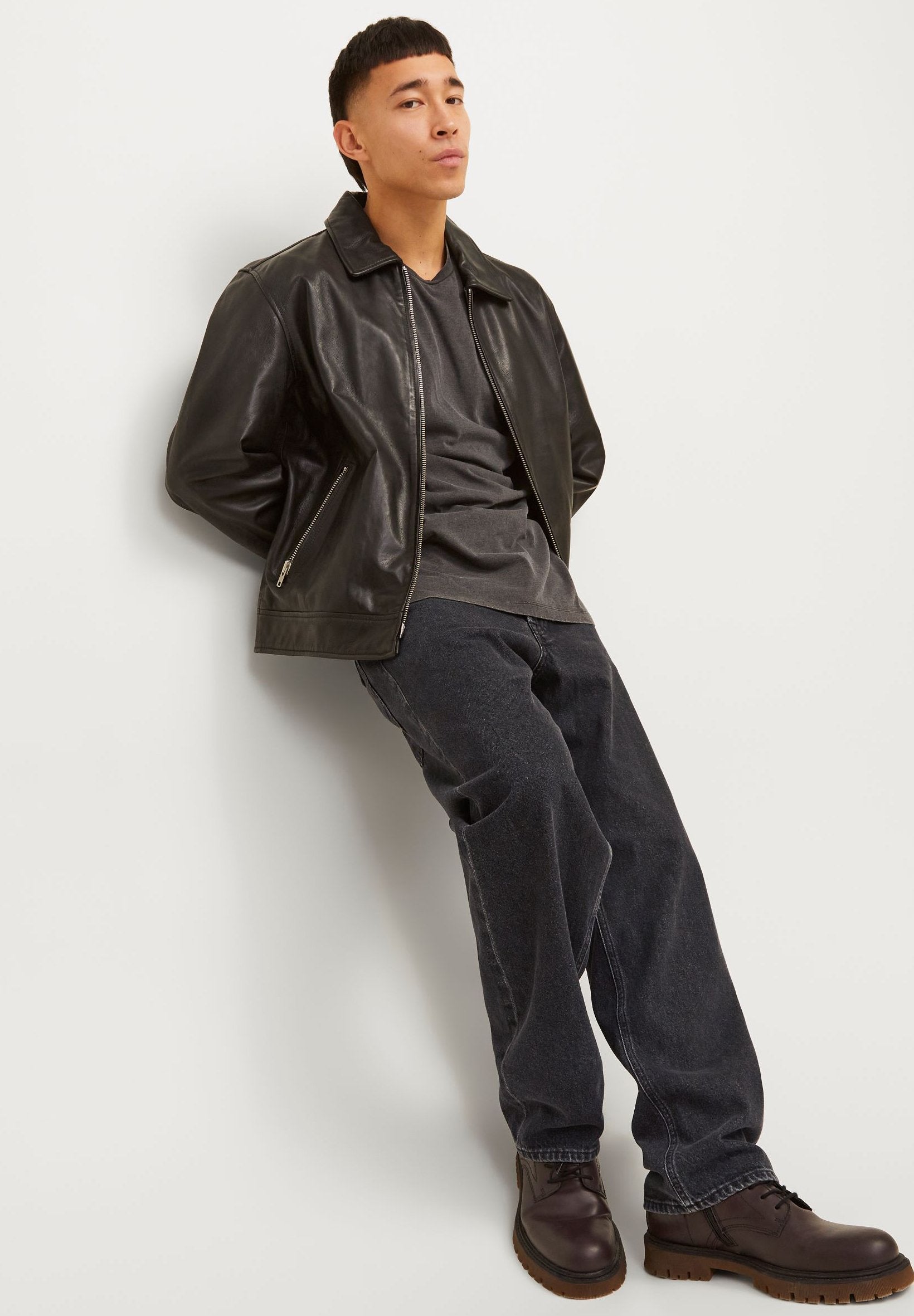 JJIEDDIE JJORIGINAL Loose Fit High Waist - Baggy Jeans - black denim