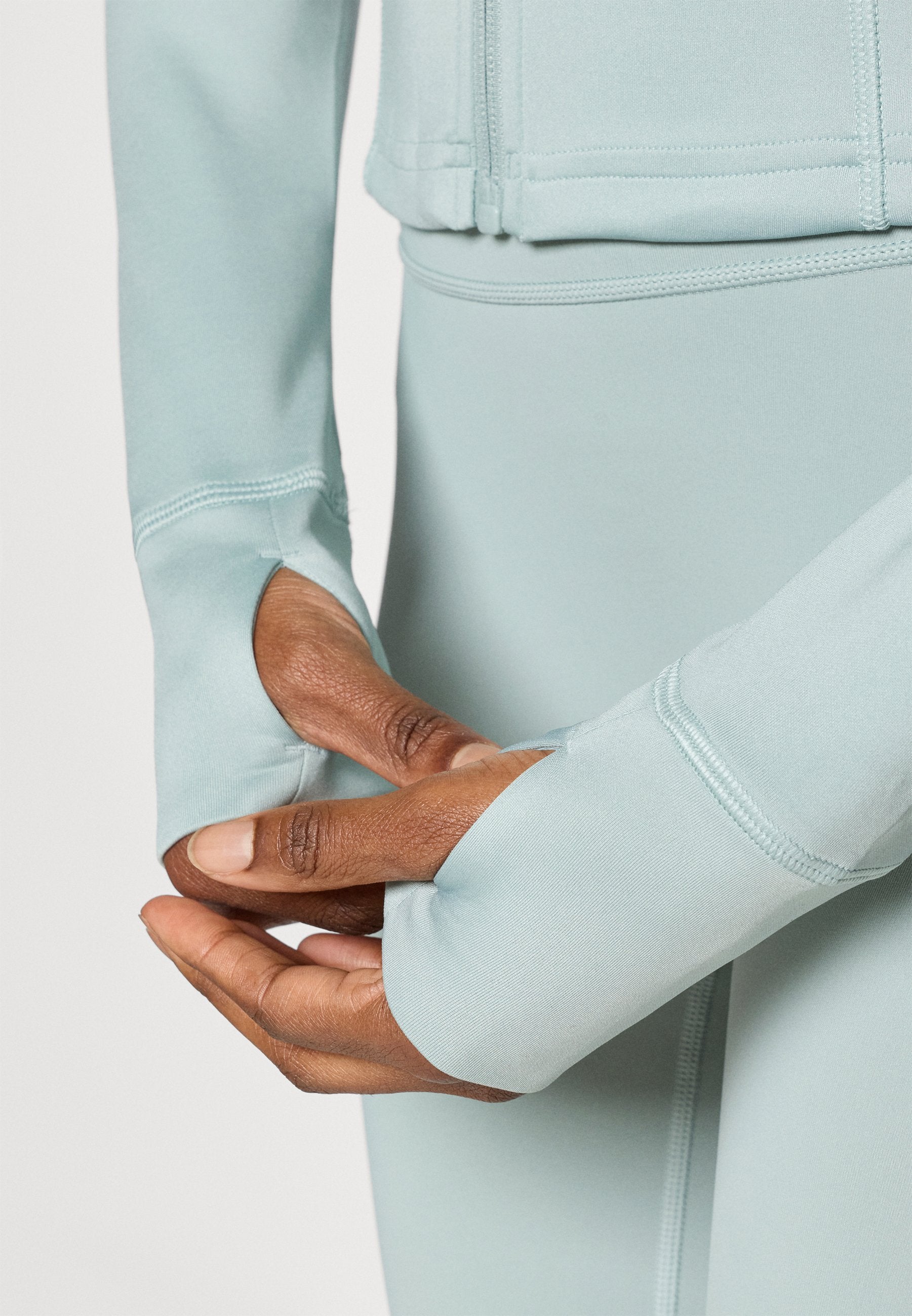 VESTE D'ENTRAÎNEMENT 3 BANDES ZIPPÉE WORKOUT ESSENTIALS - Veste d'entraînement - sauge/blanc