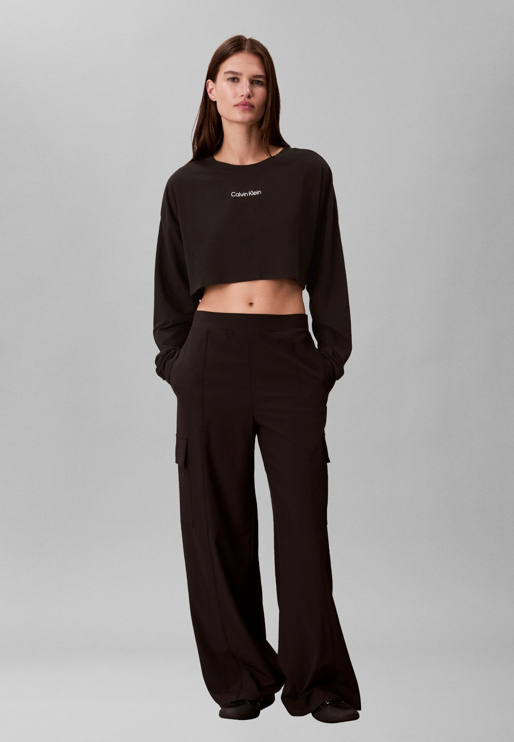 COMMUTER RELAXED TEE - Long sleeved top - black