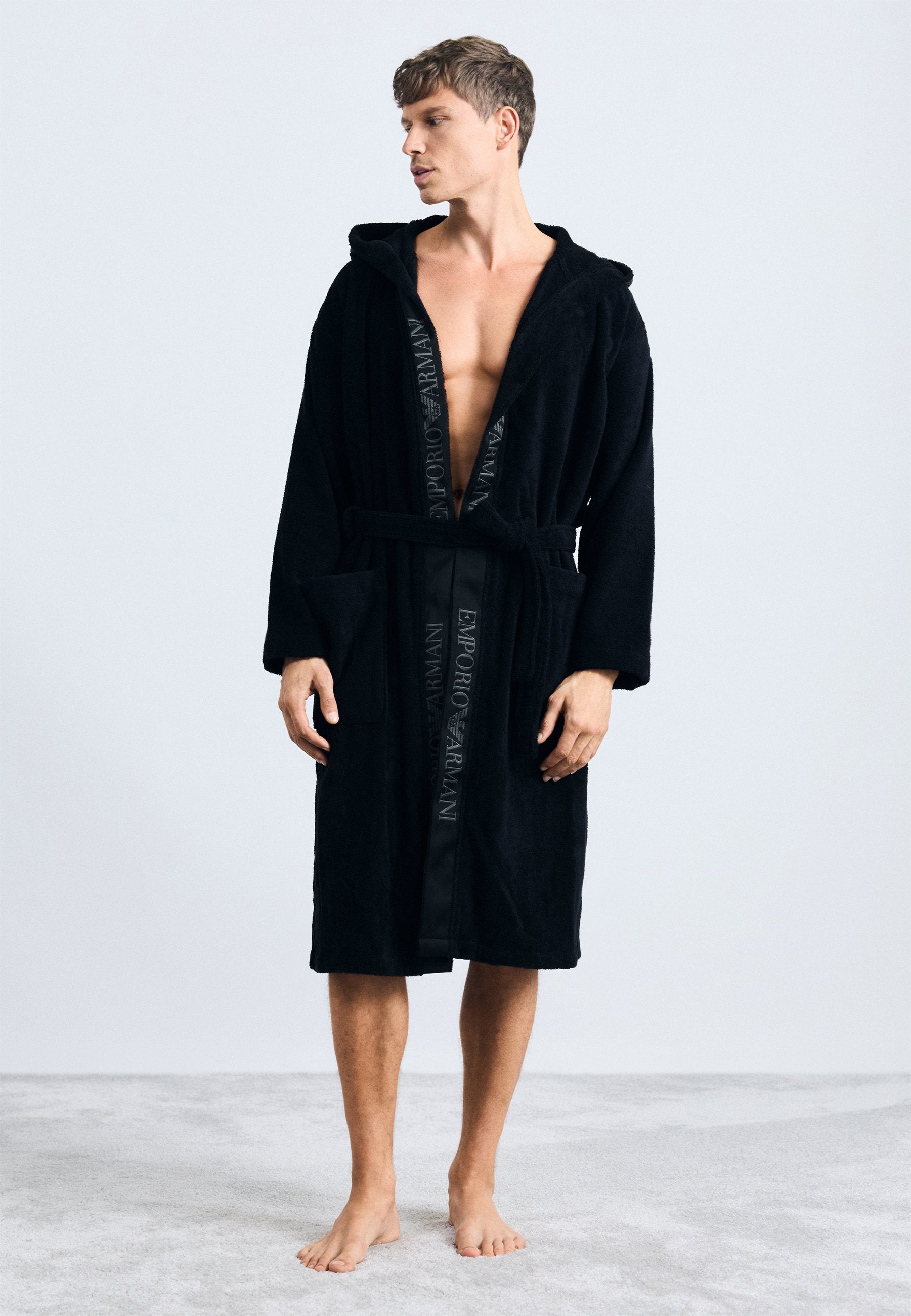 SPONGE BATHROBE - Dressing gown - black