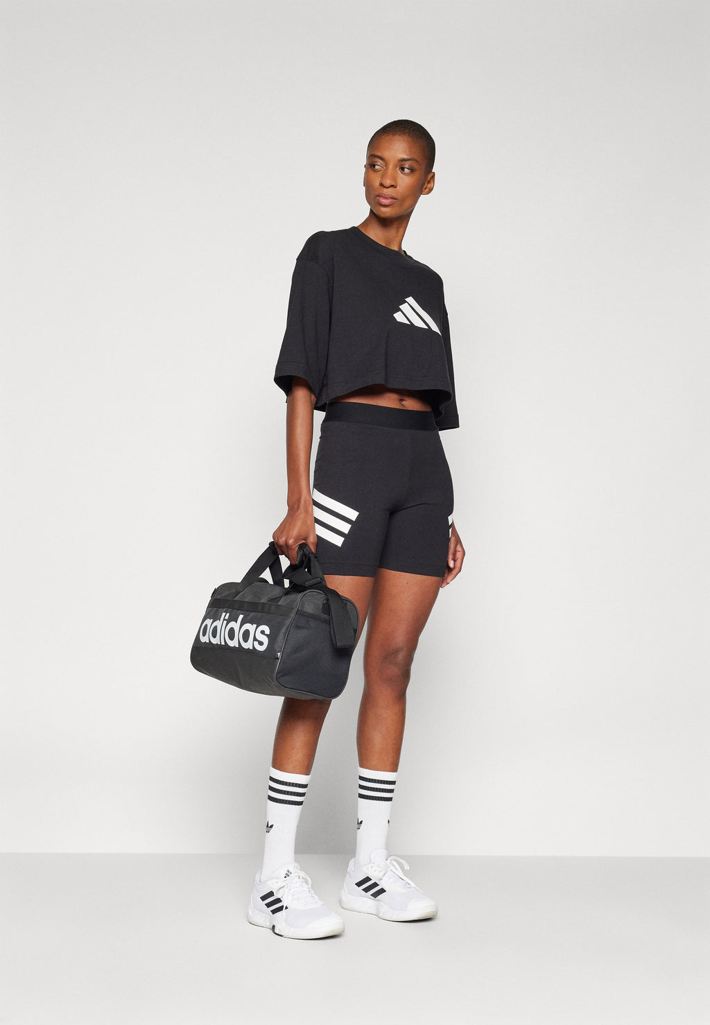 FUTURE ICONS THREE STRIPES BIKER SHORT - Leggings - black