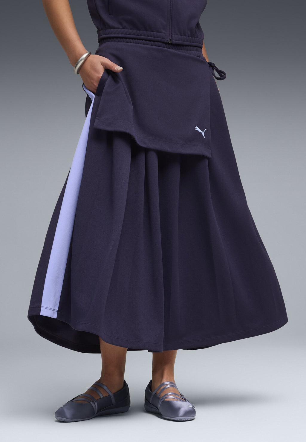 MIDI PLEATED SKIRT - A-line skirt - deep plum