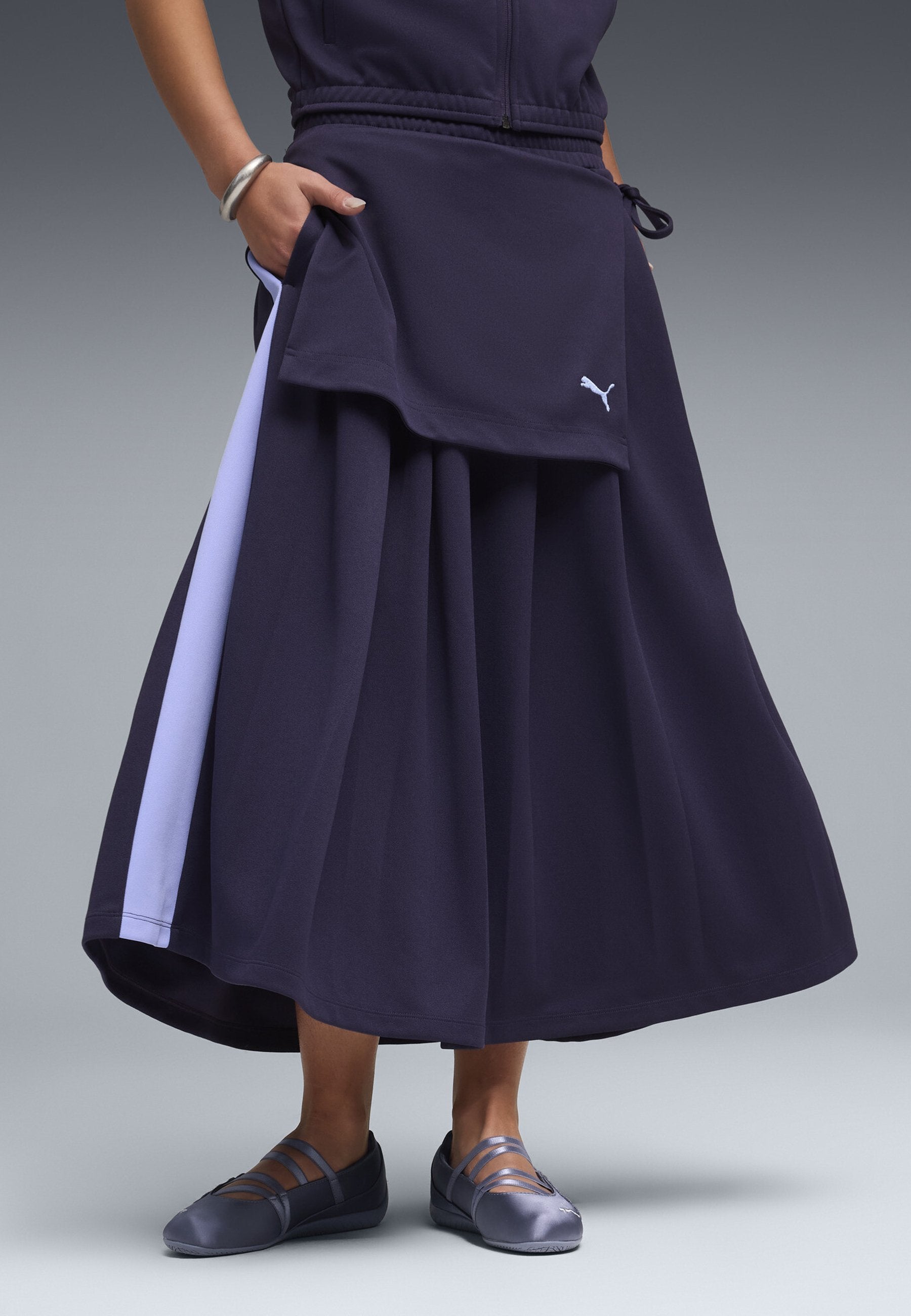 MIDI PLEATED SKIRT - A-line skirt - deep plum