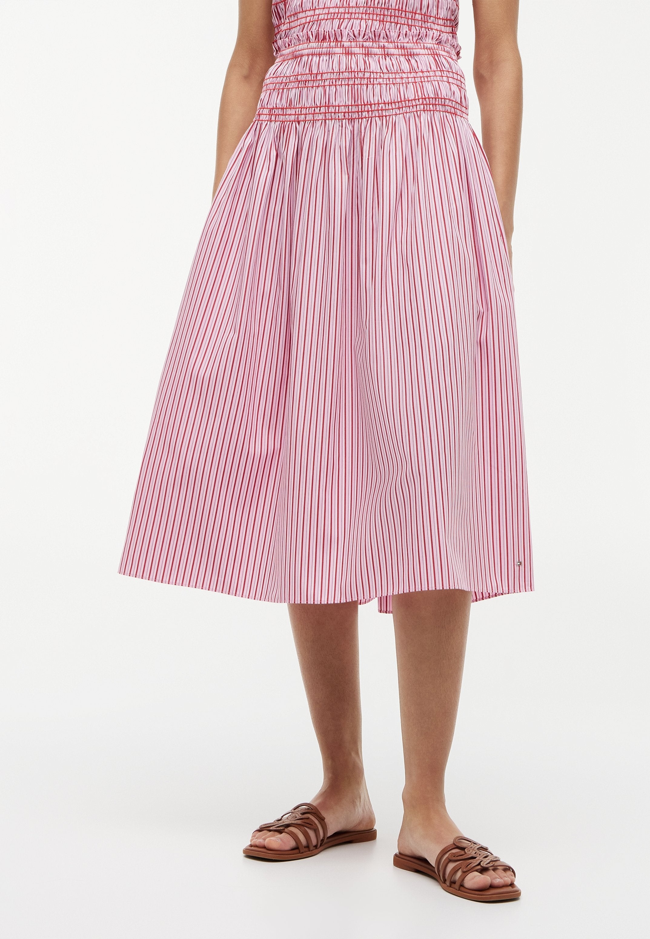 SMOCKING MIDI SKIRT - A-line skirt - pink