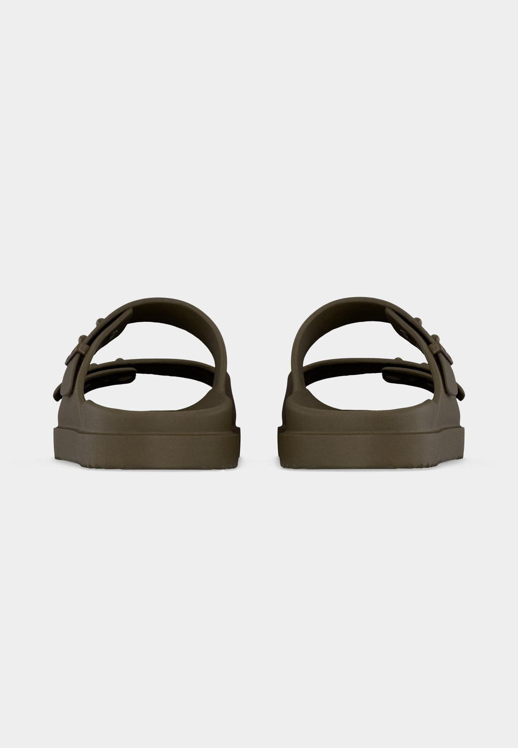 MULES DE PISCINE CRANTÉES LÉGÈRES À BOUCLE ARDILLON - Mules - vert saule