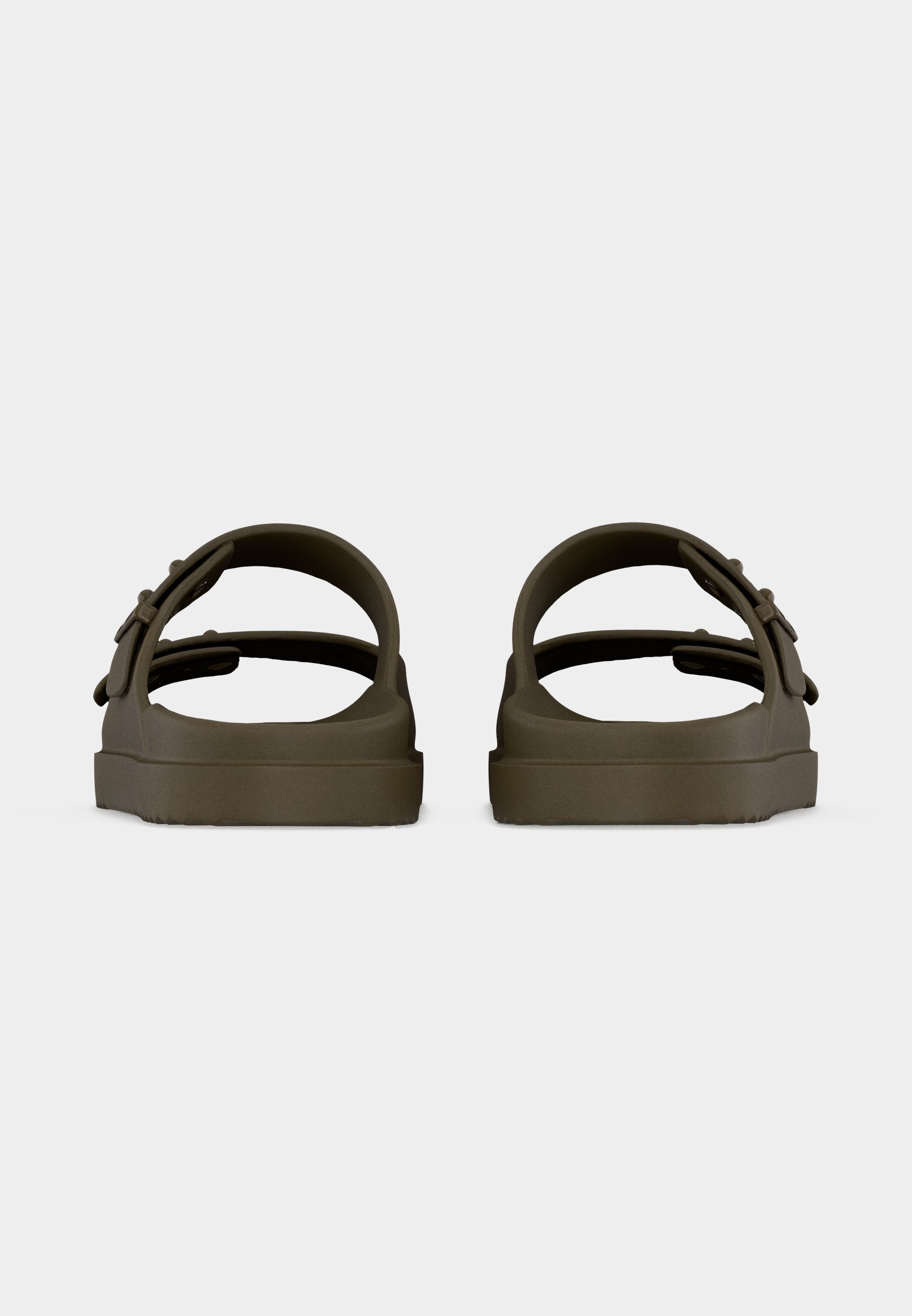MULES DE PISCINE CRANTÉES LÉGÈRES À BOUCLE ARDILLON - Mules - vert saule