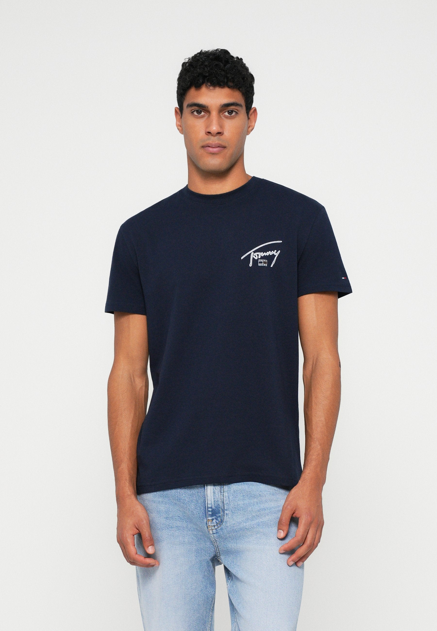 T-SHIRT RAS-DU-COU LOGO AU DOS SIGNATURE - T-shirt imprimé - bleu marine nuit