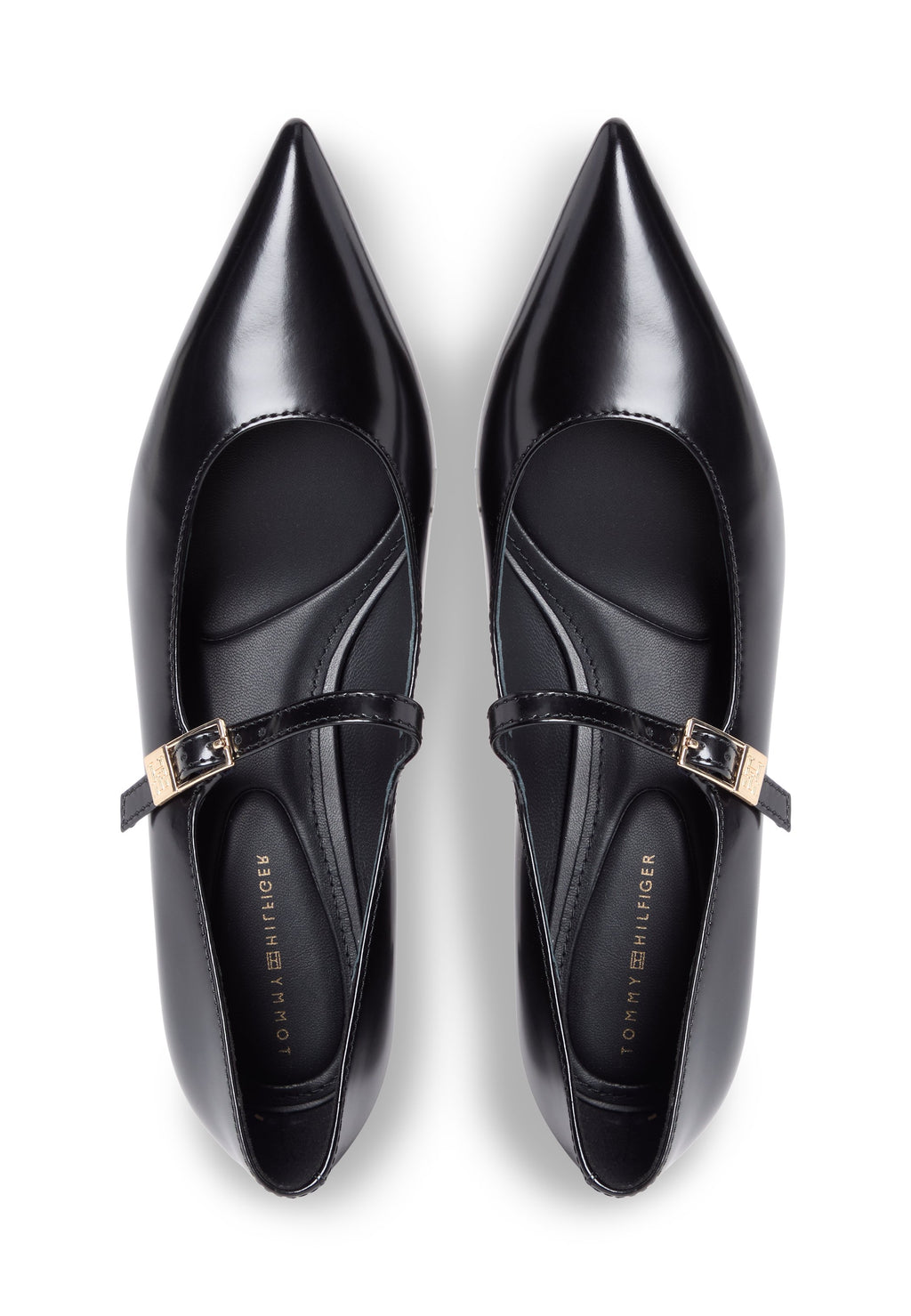 SHINY LEATHER BUCKLE POINTED TOE HEELS - Classic heels - black