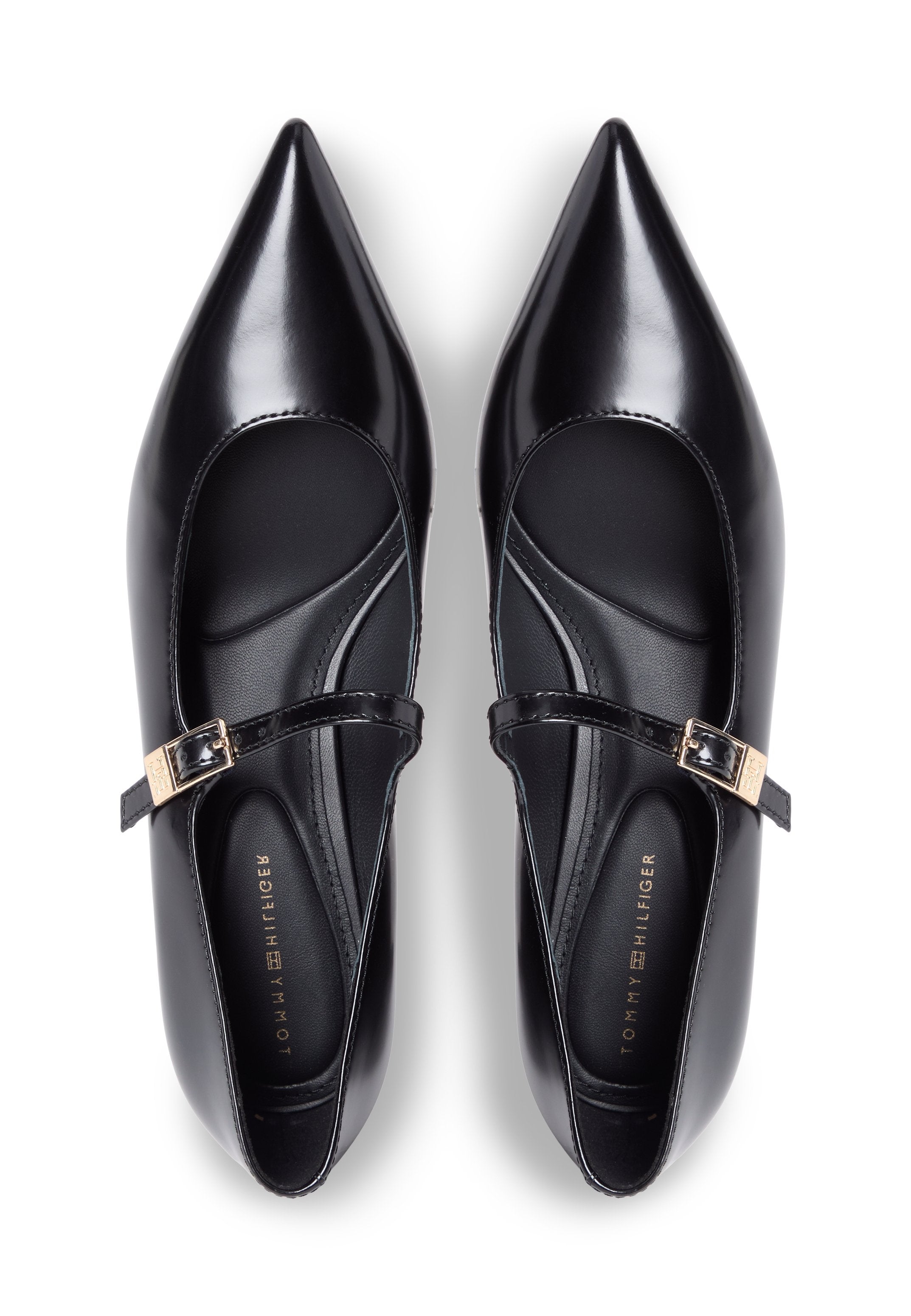 SHINY LEATHER BUCKLE POINTED TOE HEELS - Classic heels - black