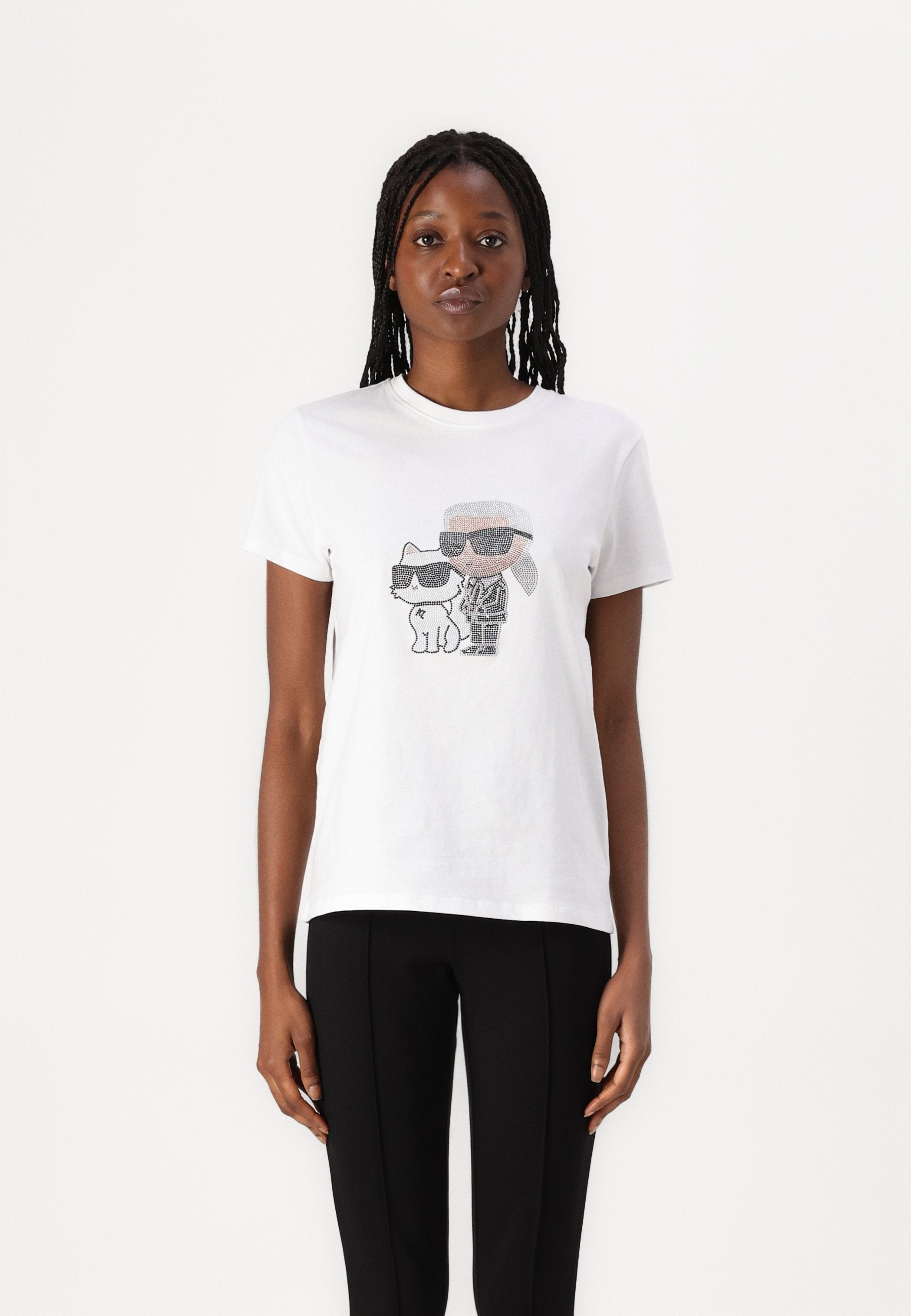 IKON KARL & COUPETTE RHINESTONE - Print T-shirt - white