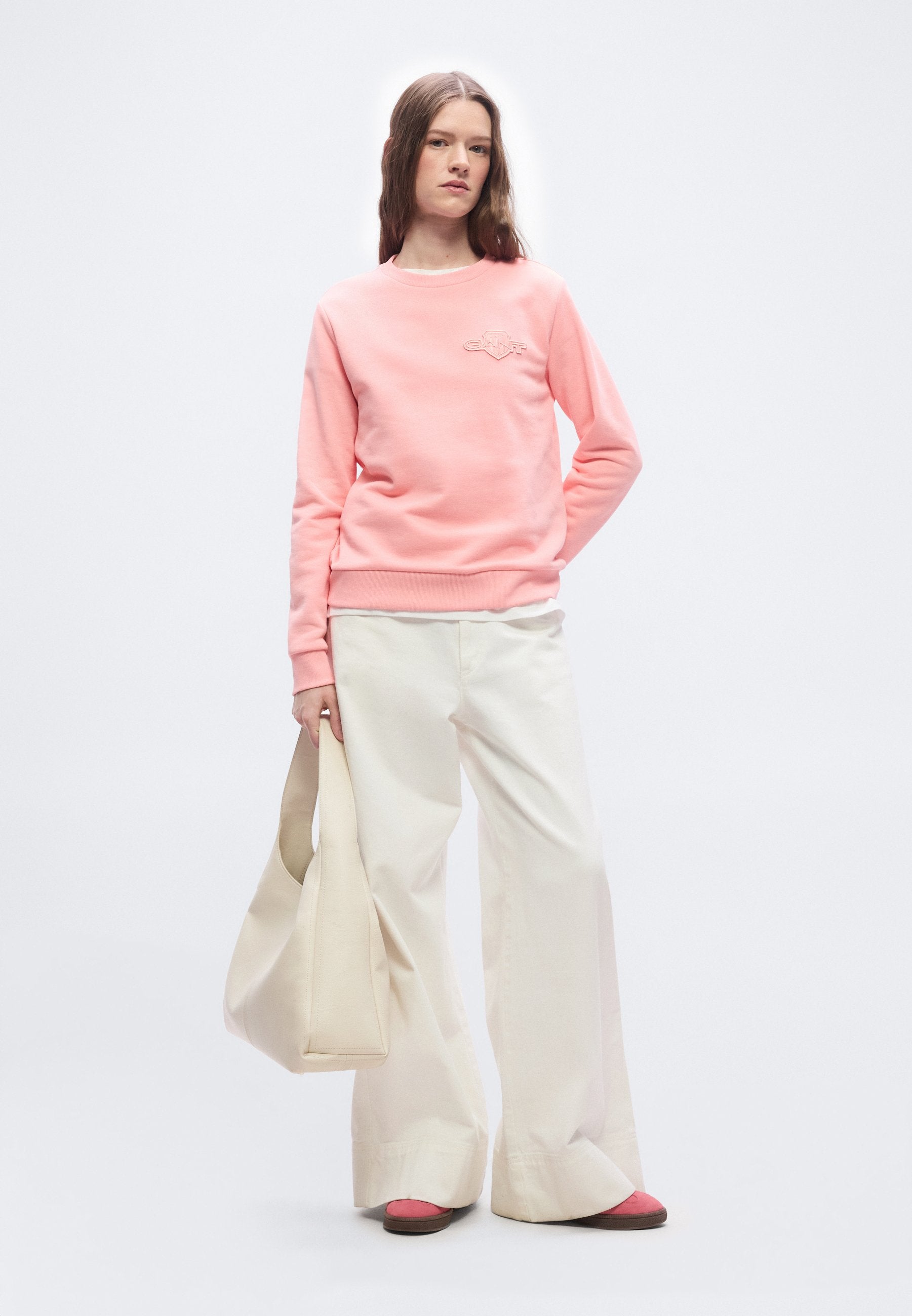 TONAL SHIELD C NECK - Sweatshirt - pink