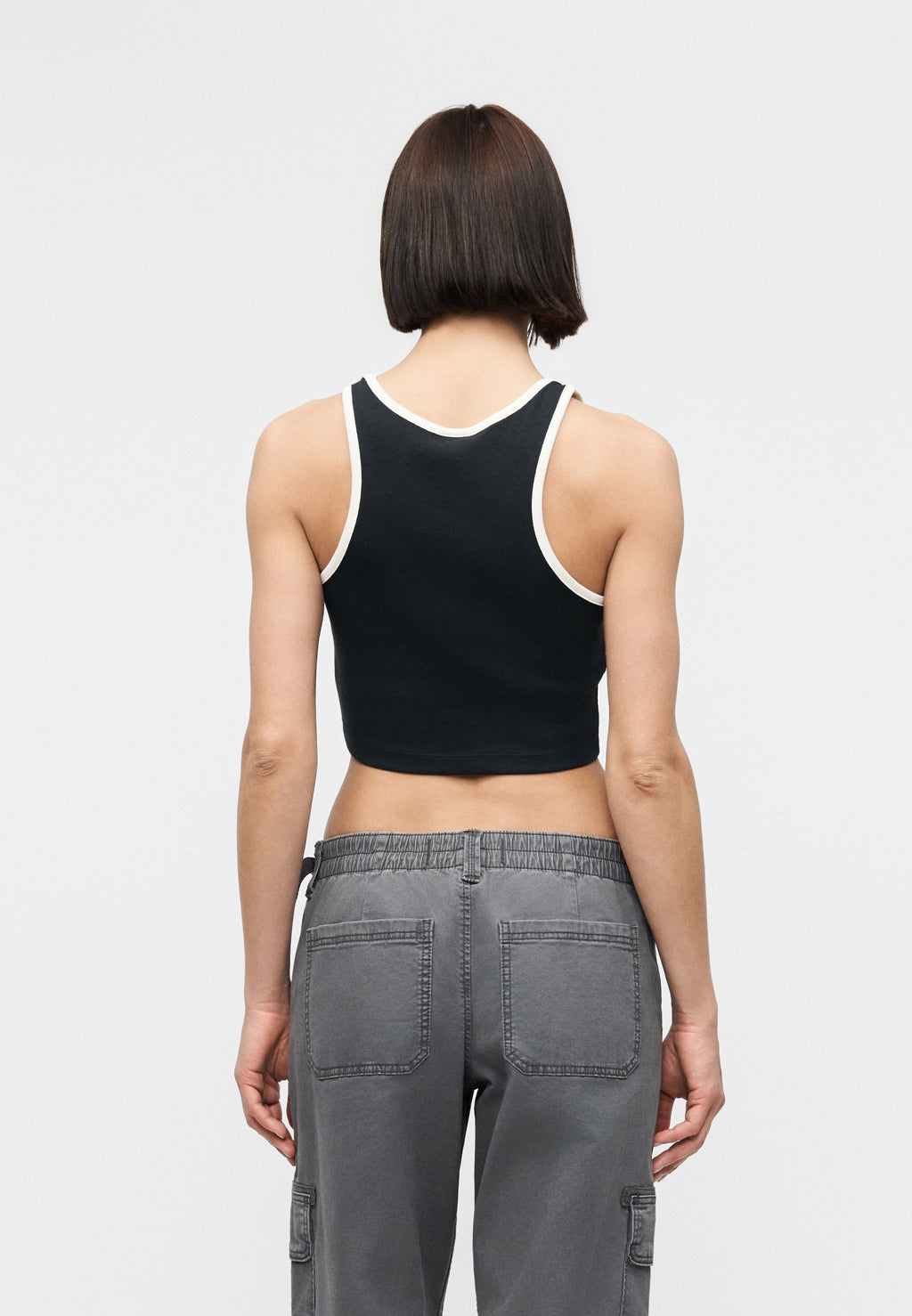 STREET CROP TANK - Top - black/chalk