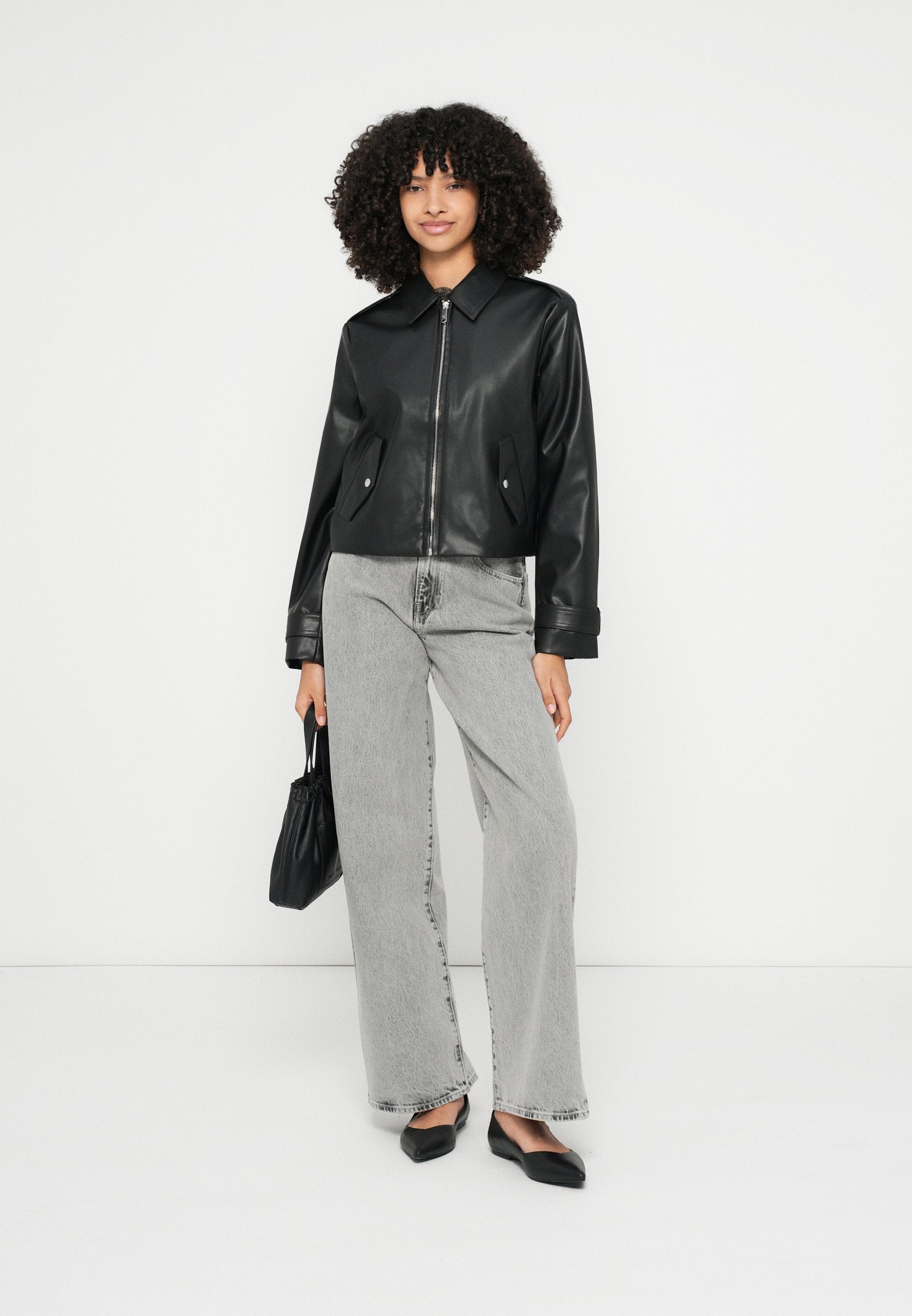 MOTO JACKET - Faux leather jacket - black