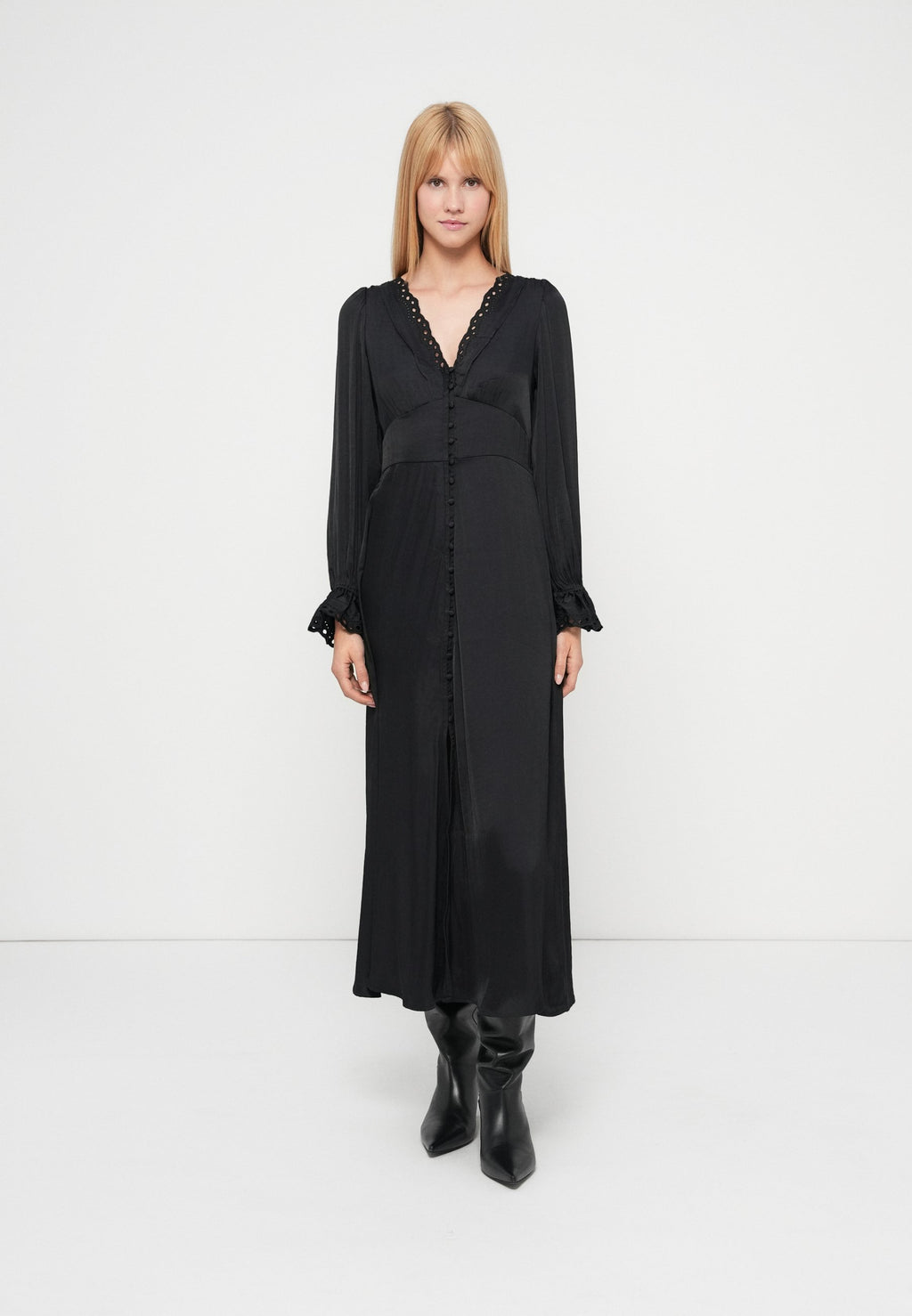V NECK MAXI DRESS - Maxi dress - true black